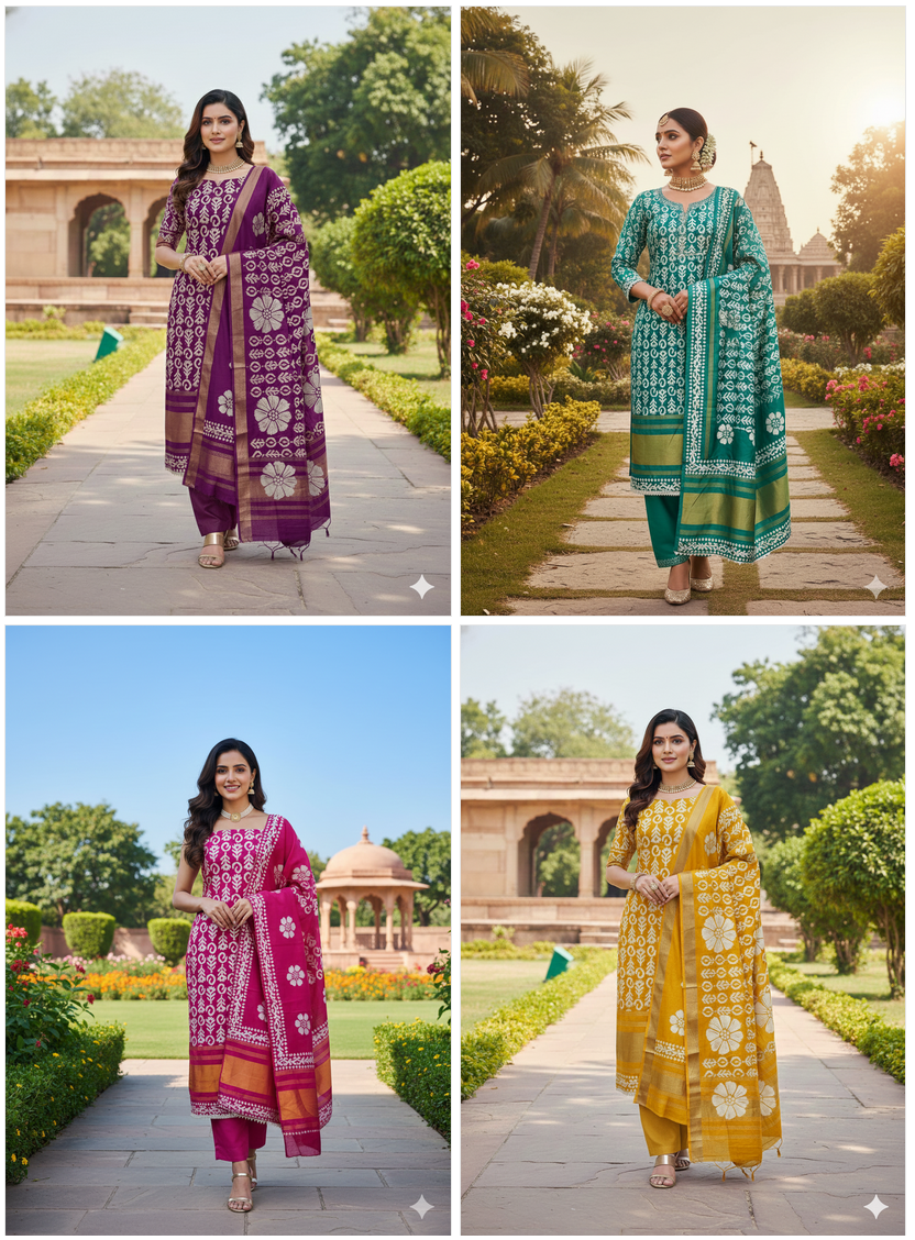 Rnx 5057 Gaji Silk Batik Printed Dress Material Collection