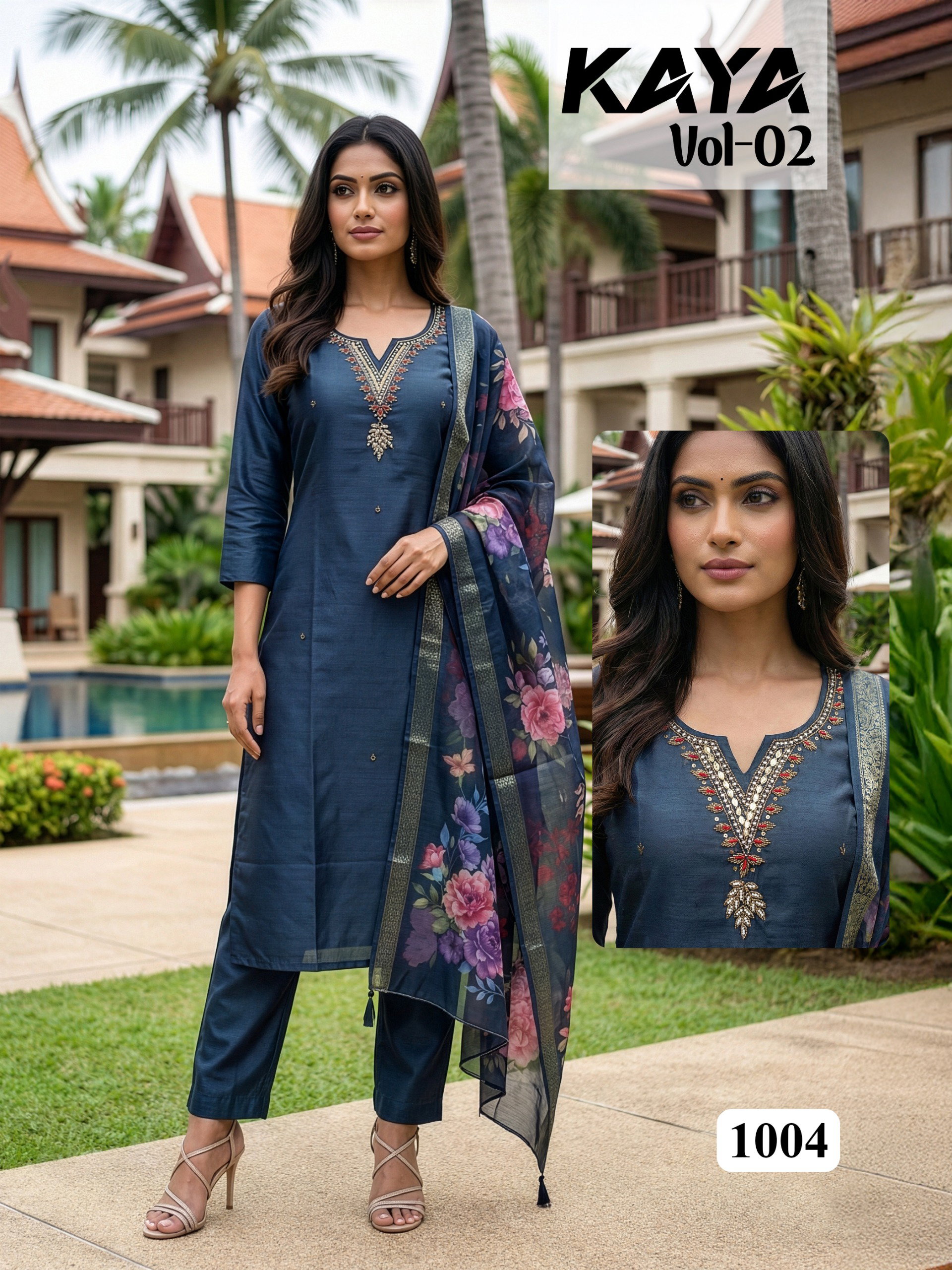 Kaya Vol 2 Roman Shimar Hand Work Kurti Set Collection