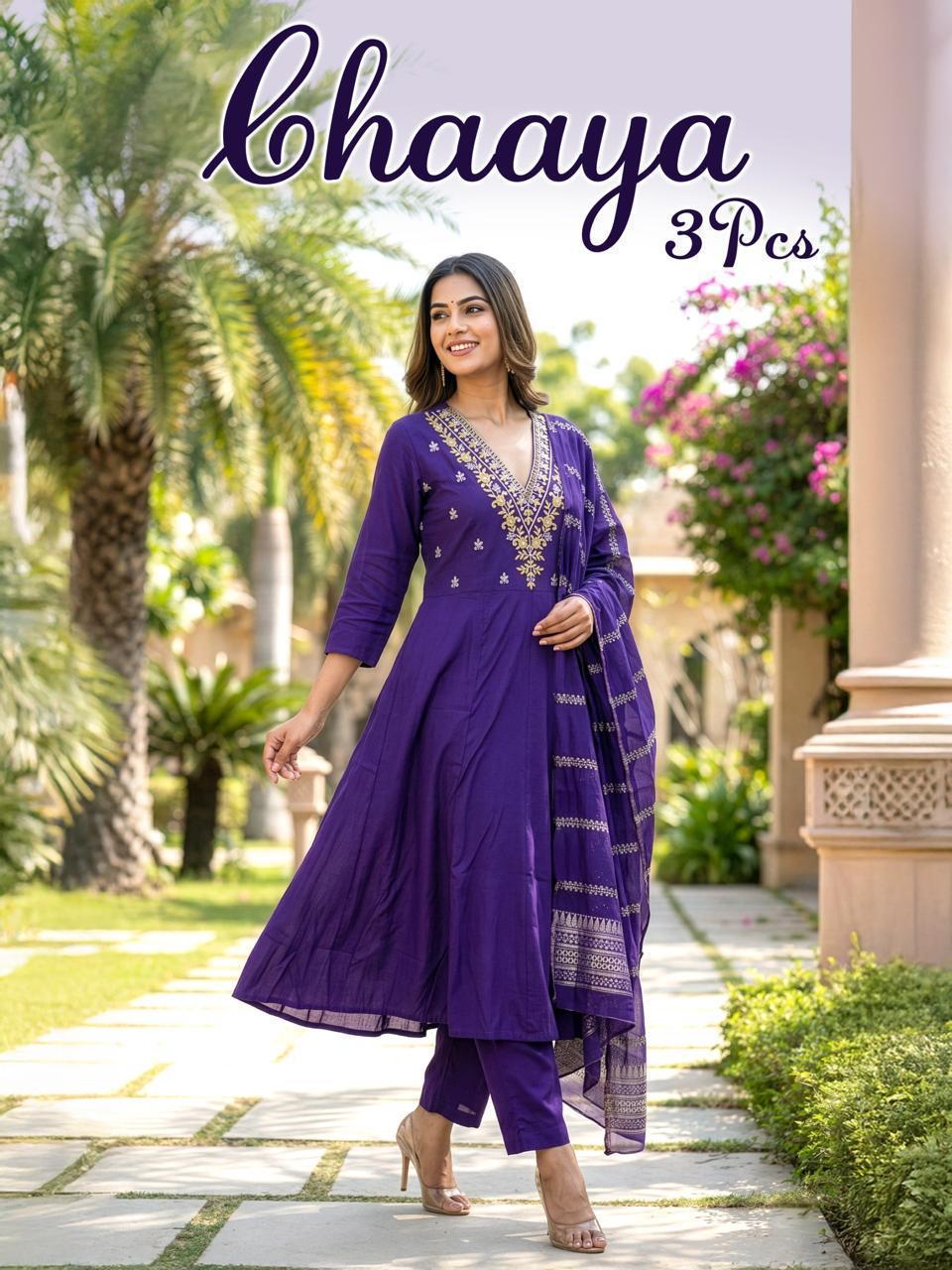 Chaaya Vol 1 Roman Silk Embroidery Anarkali Kurti Set Collection