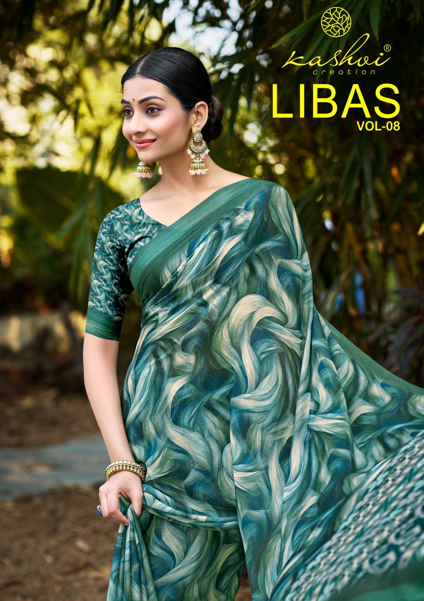 Kashvi Libas Vol 8 Dull Moss Digital Printed Casual Wear Saree Collection