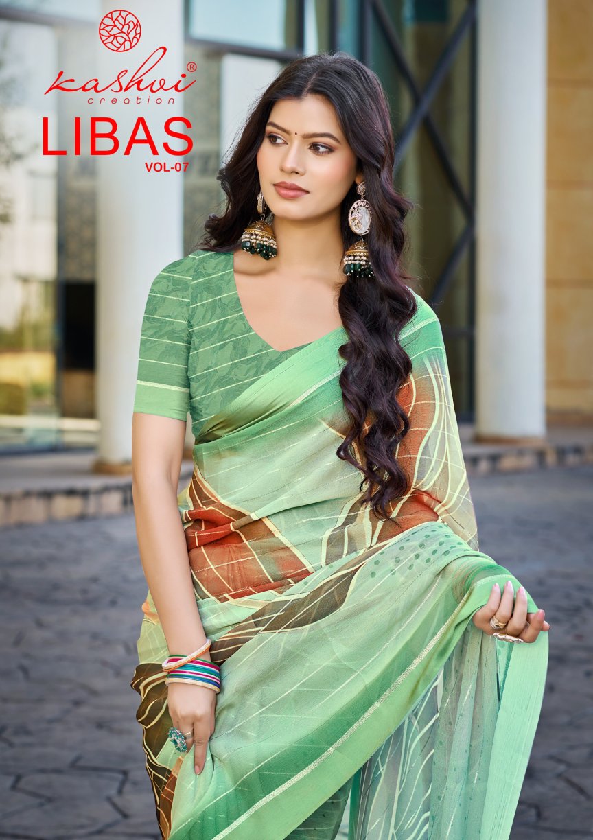 Kashvi Libas Vol 7 Dull Moss Digital Printed Casual Wear Saree Collection