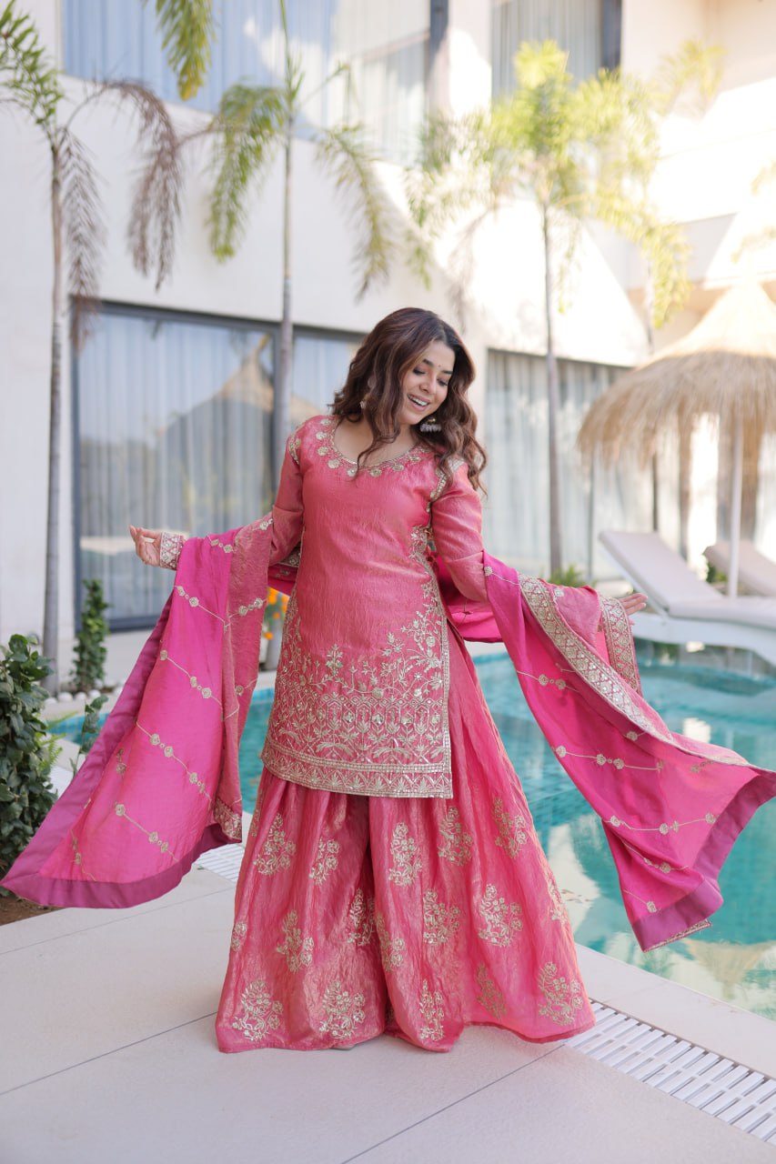 Lw 9320 Fandy Crush Embroidered Sharara Collection