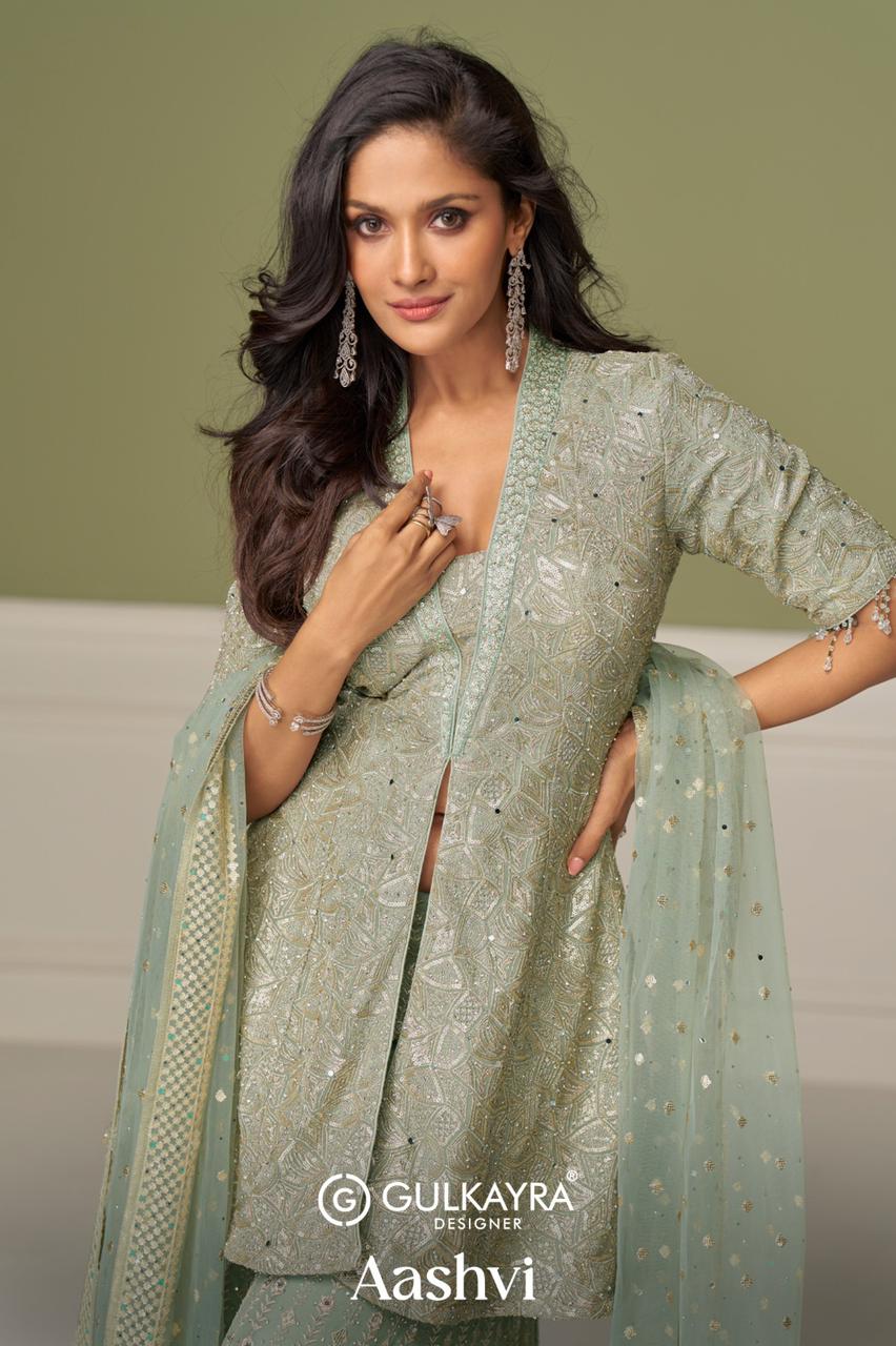 Gulkayra Aashvi Georgette With Embroidery Work Top Bottom And Dupatta