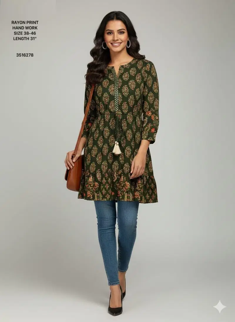 Naisha K 612 Rayon With Print Casual Wear Short Top Collection