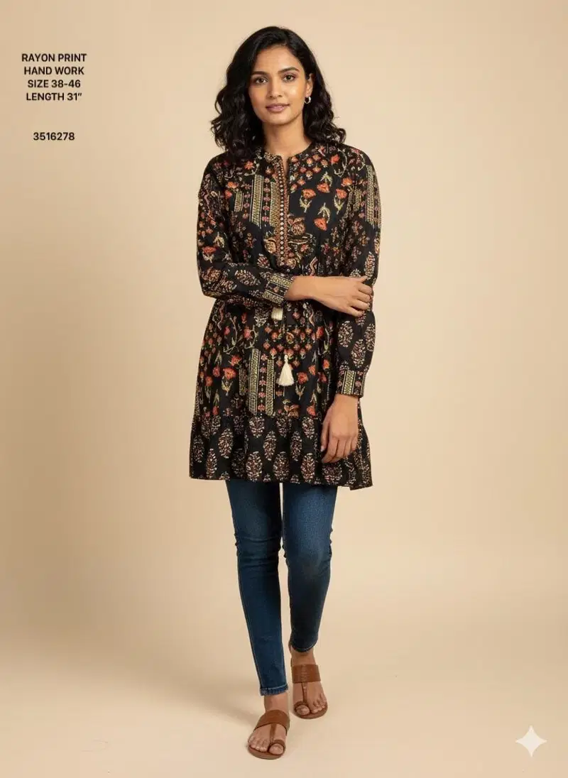 Naisha K 612 Rayon With Print Casual Wear Short Top Collection