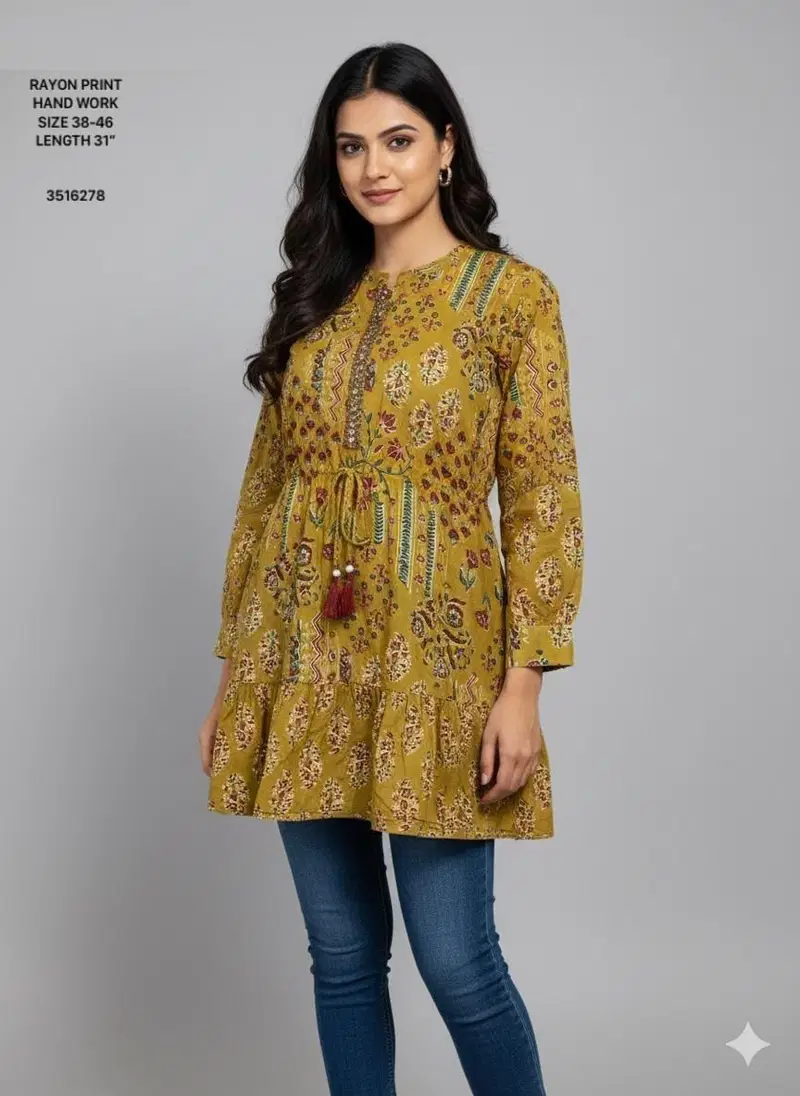Naisha K 612 Rayon With Print Casual Wear Short Top Collection