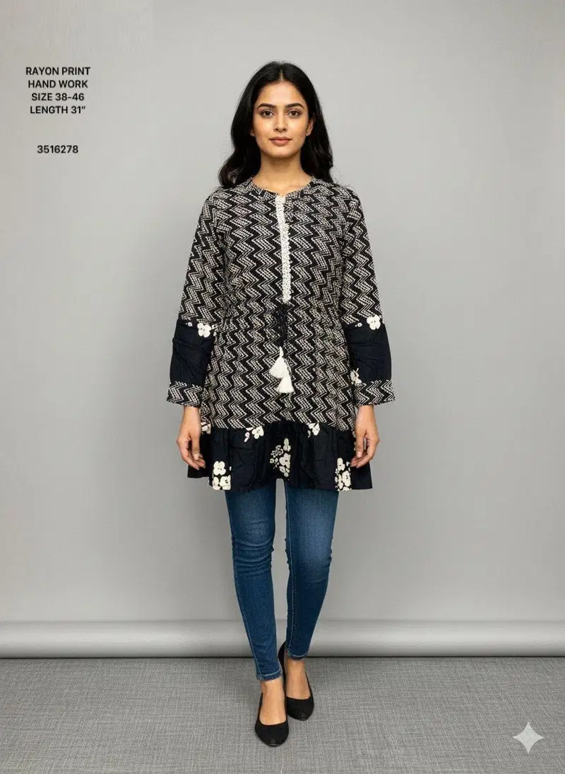 Naisha K 612 Rayon With Print Casual Wear Short Top Collection
