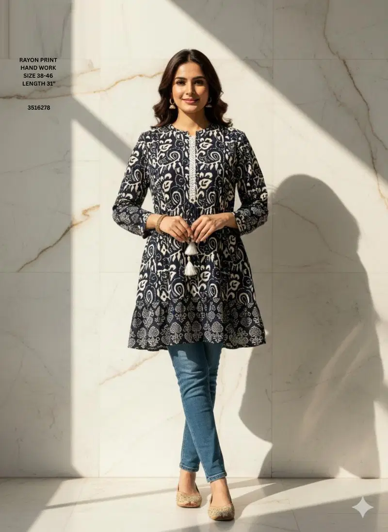 Naisha K 612 Rayon With Print Casual Wear Short Top Collection