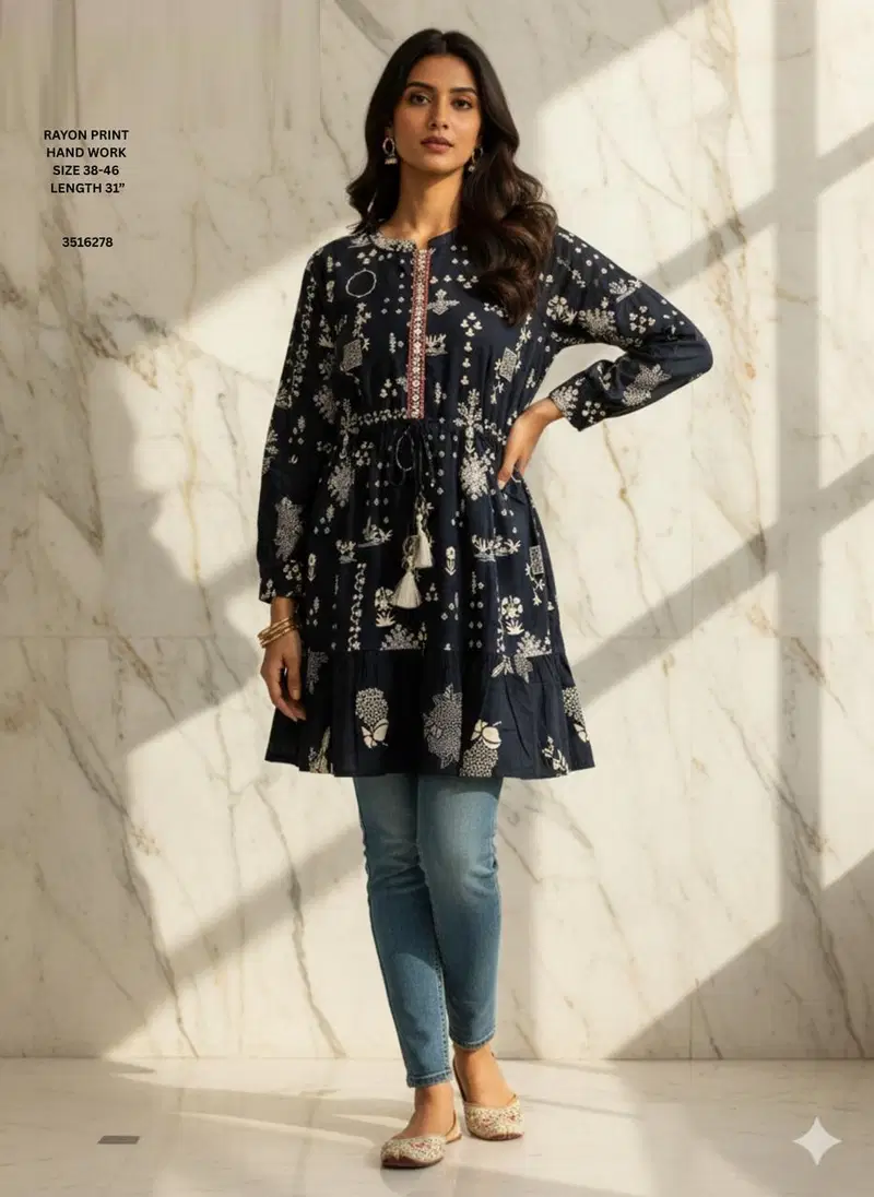 Naisha K 612 Rayon With Print Casual Wear Short Top Collection