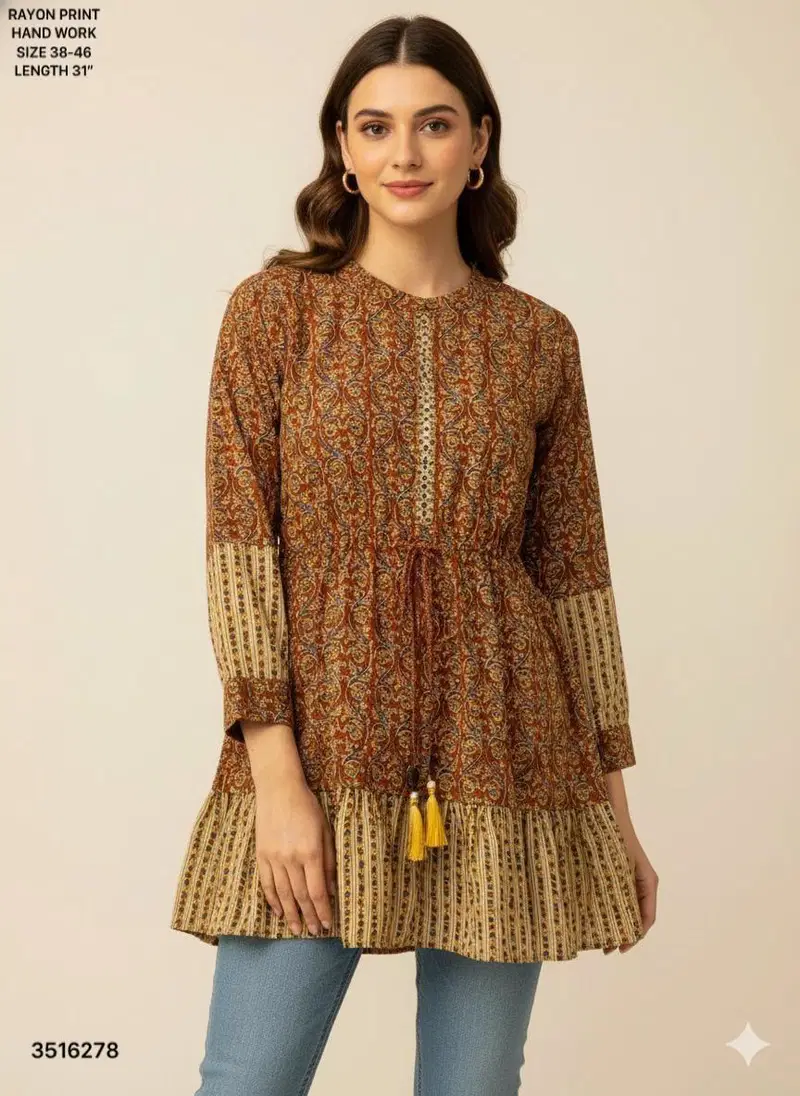 Naisha K 612 Rayon With Print Casual Wear Short Top Collection