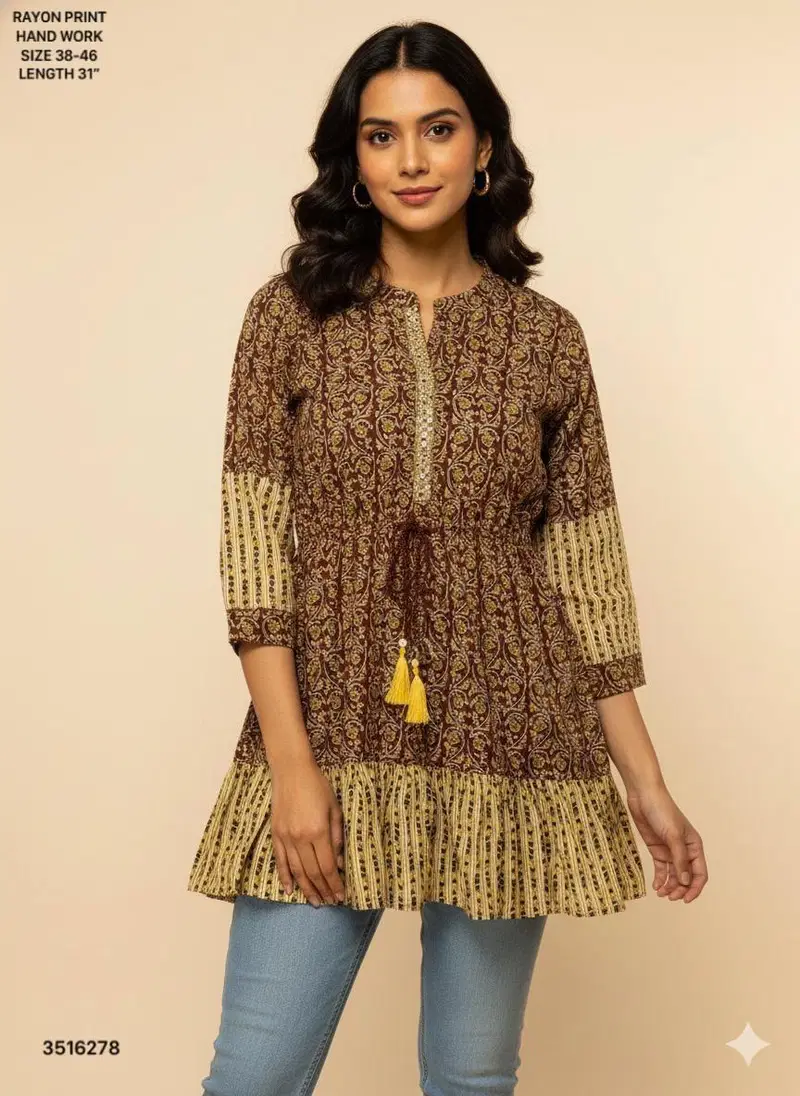 Naisha K 612 Rayon With Print Casual Wear Short Top Collection