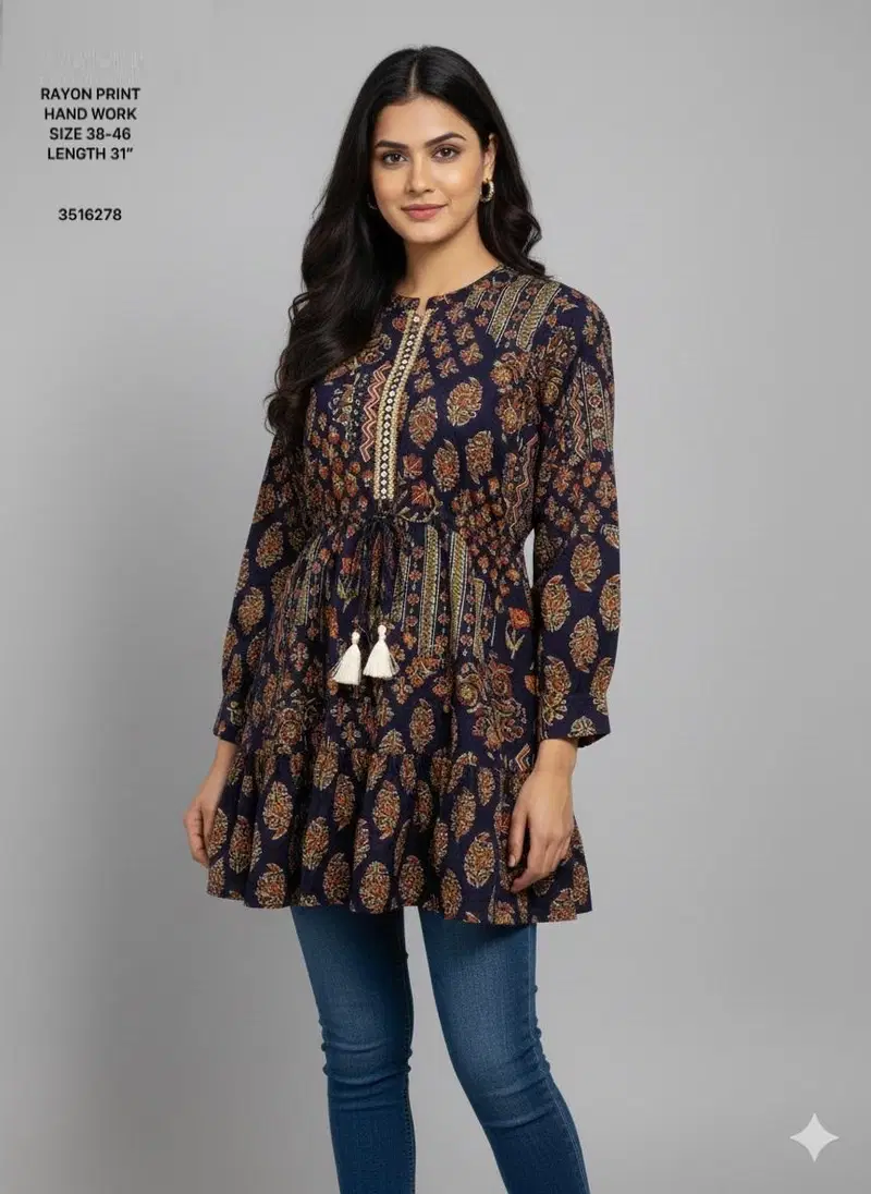Naisha K 612 Rayon With Print Casual Wear Short Top Collection