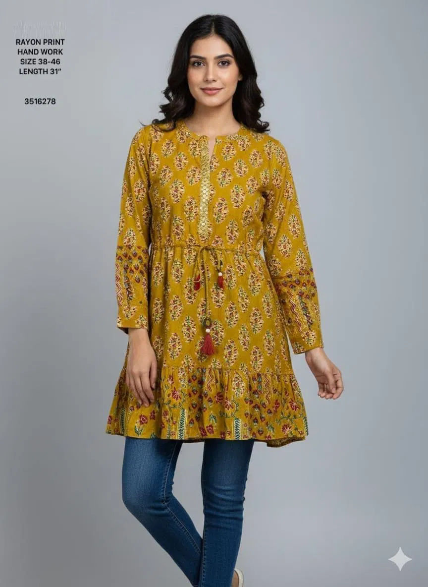 Naisha K 612 Rayon With Print Casual Wear Short Top Collection