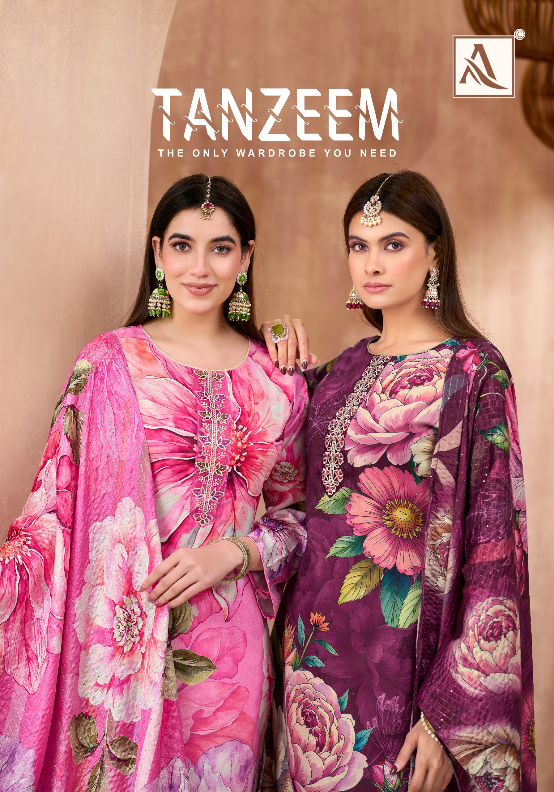 Alok Tanzeem Jam Cotton Digital Print With Work Dress Material