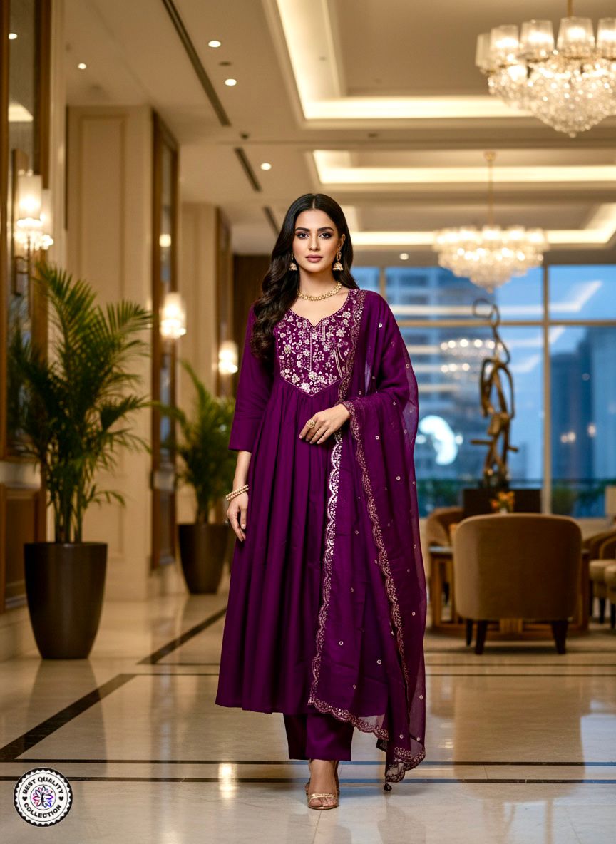 lekha KL 1124 Chanderi Silk Embroidery Kurti Bottom With Dupatta