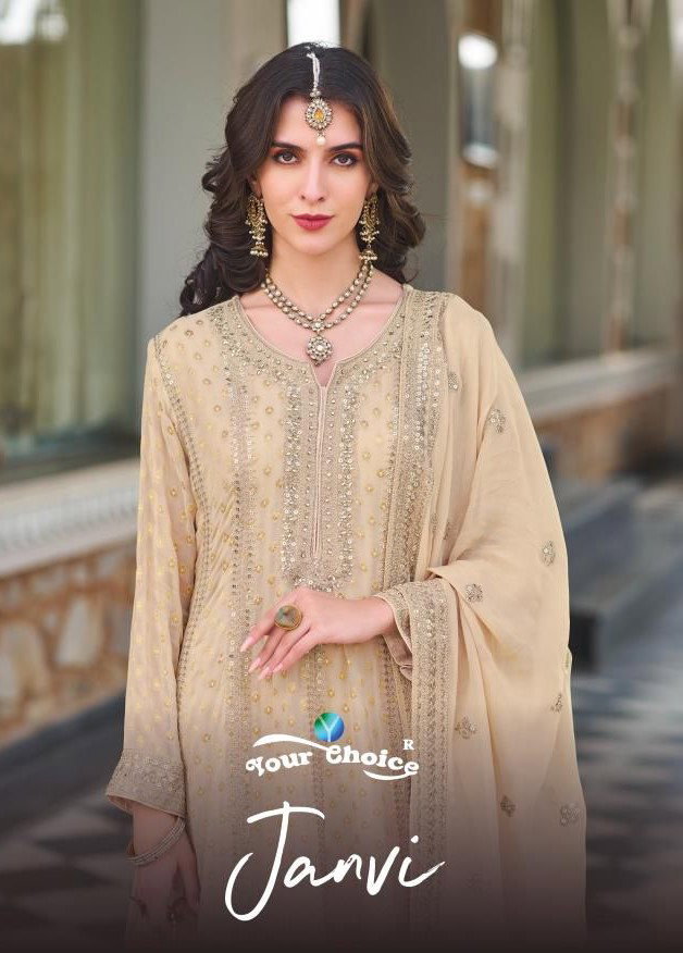 Your Choice Janvi Chinon With Embroidery Gown Pant And Dupatta