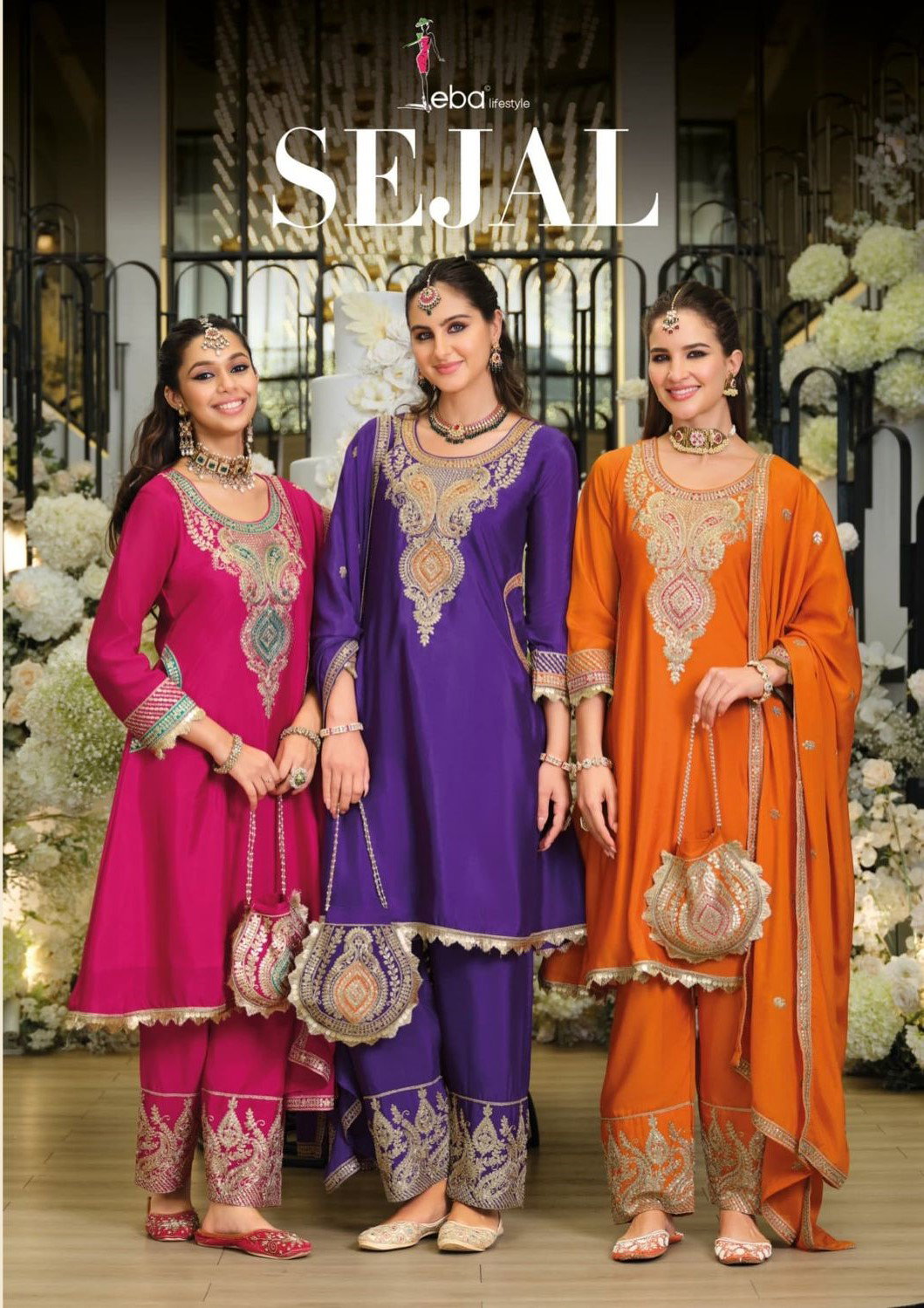 Eba Sejal Chinon With Embroidery Work Top Plazzo And Dupatta Collection