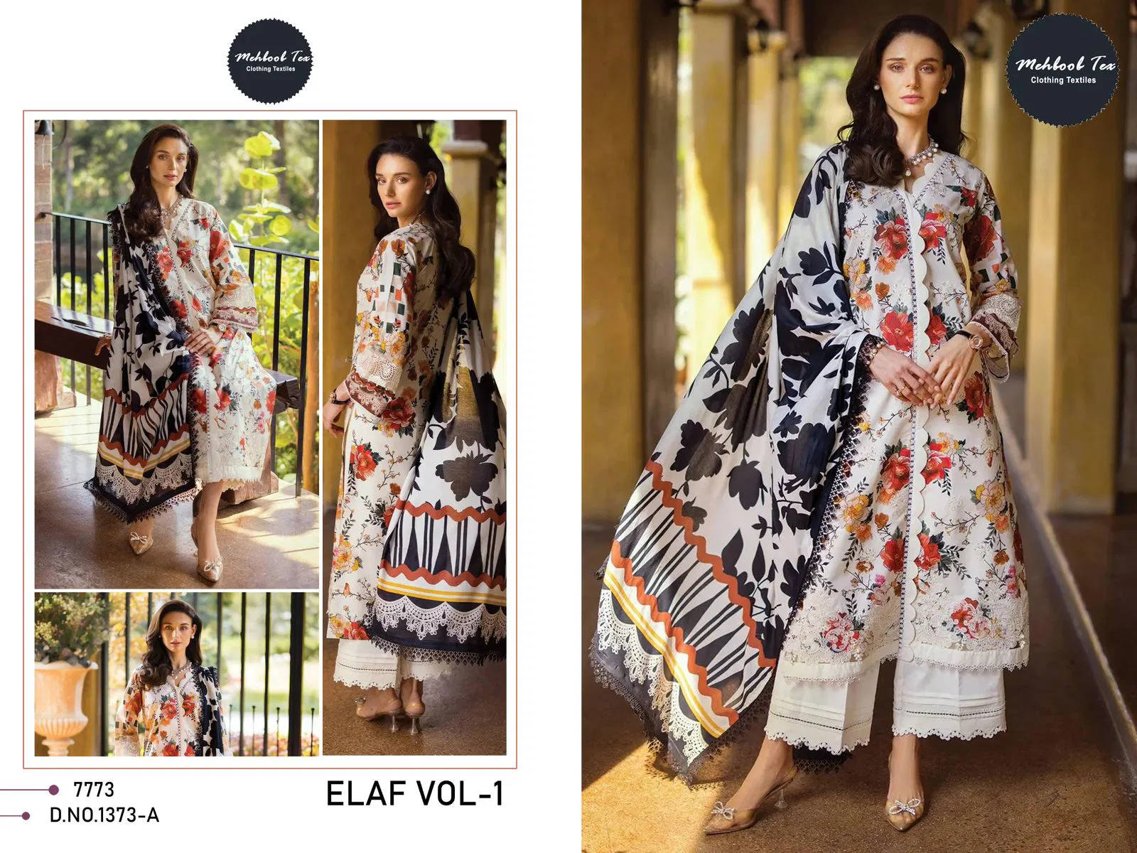 Mehboob Tex 1373 Chiffon Dupatta Cotton Pakistani Salwar Kameez