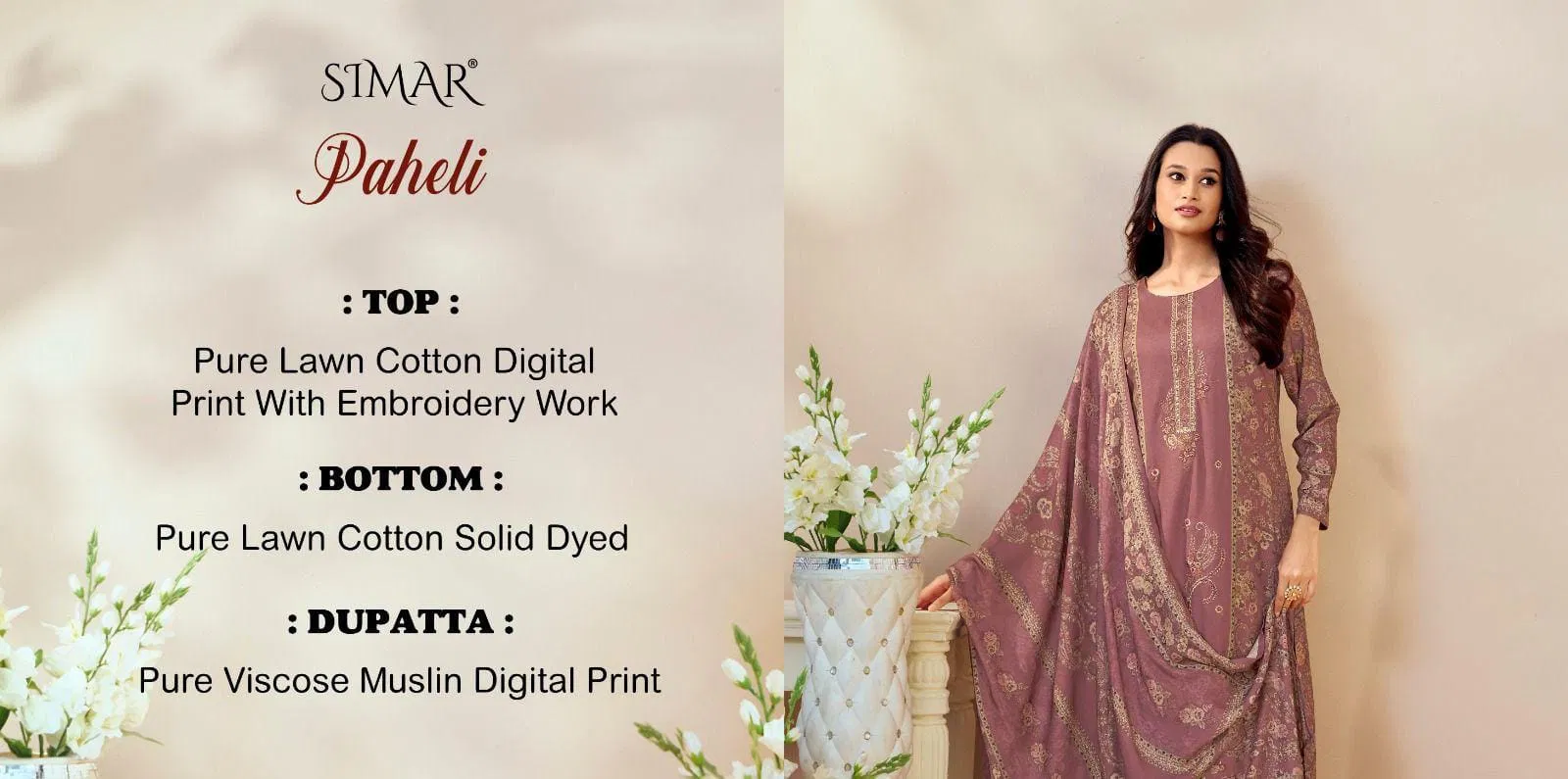 Glossy Simar Paheli Lawn Cotton Digital Print Embroidery Salwar Kameez