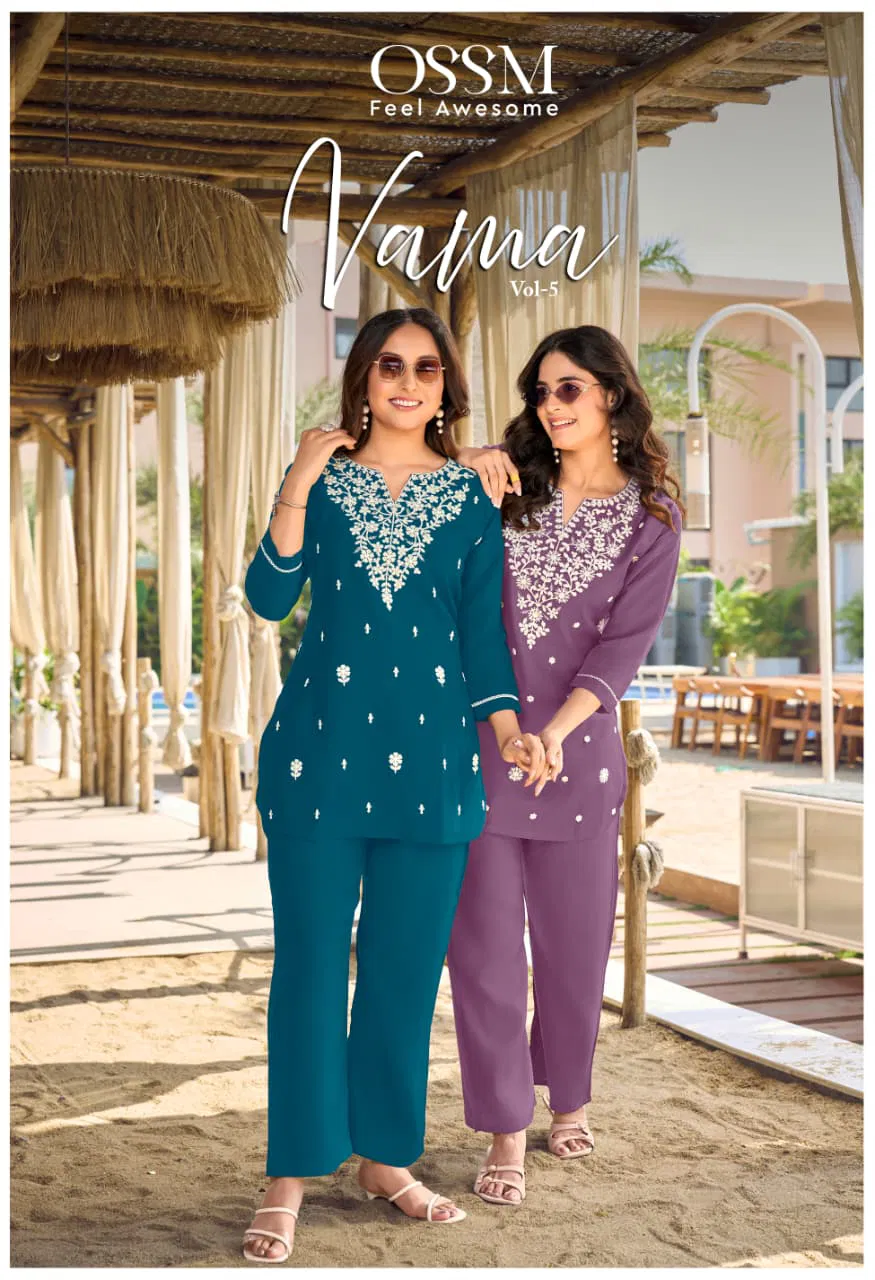 Ossm Vama Vol 5 Viscose Silk With Embroidery Work Co Ord Set Collection
