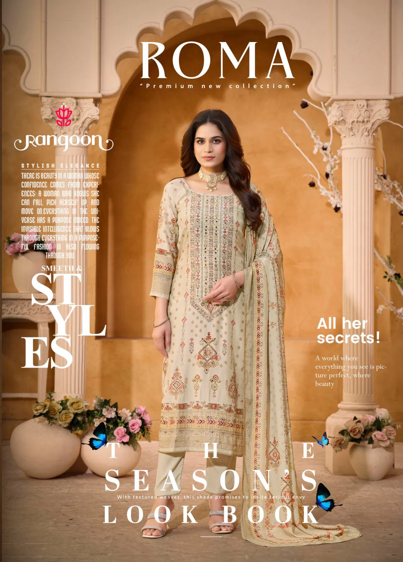 Rangoon Roma Muslin Digital Print With Work Designer Salwar Kameez