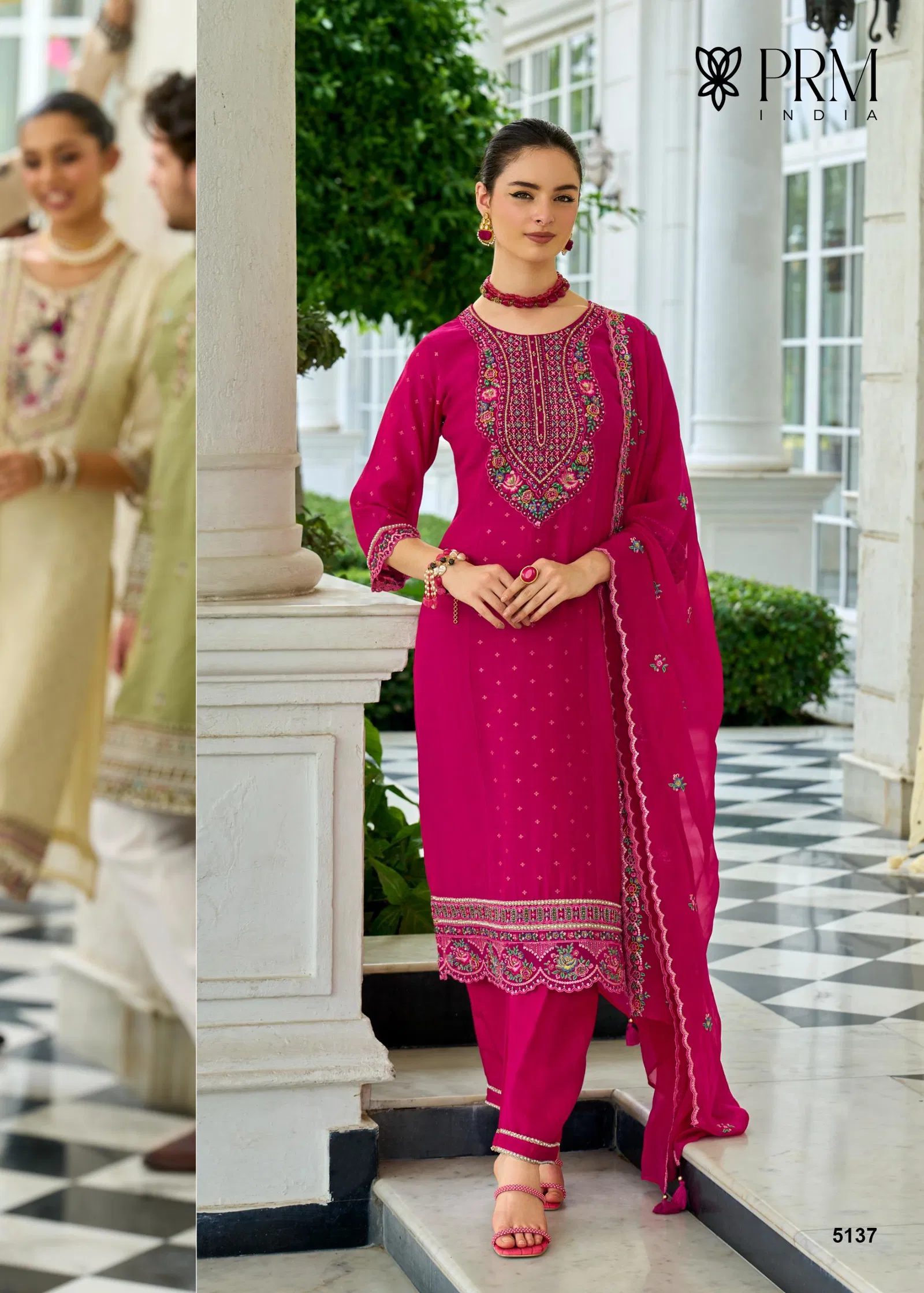 Prm Sawariya Mul Chanderi Jacquard With Handwork Top Bottom And Dupatta