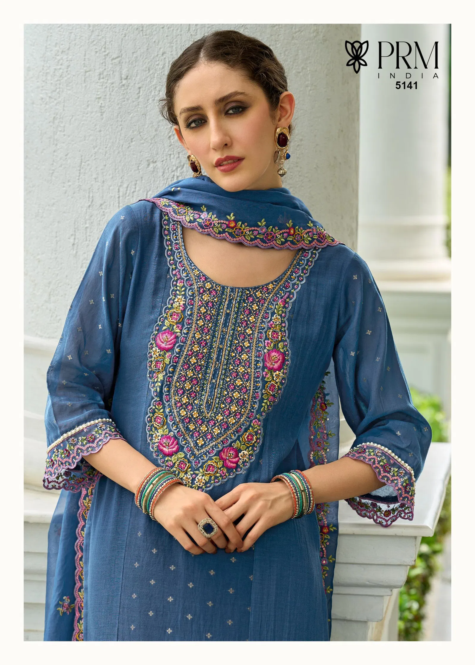 Prm Sawariya Mul Chanderi Jacquard With Handwork Top Bottom And Dupatta