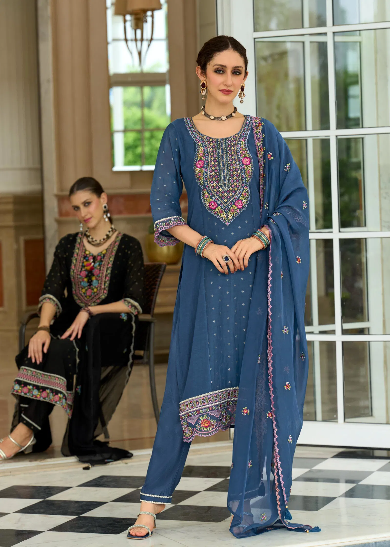 Prm Sawariya Mul Chanderi Jacquard With Handwork Top Bottom And Dupatta