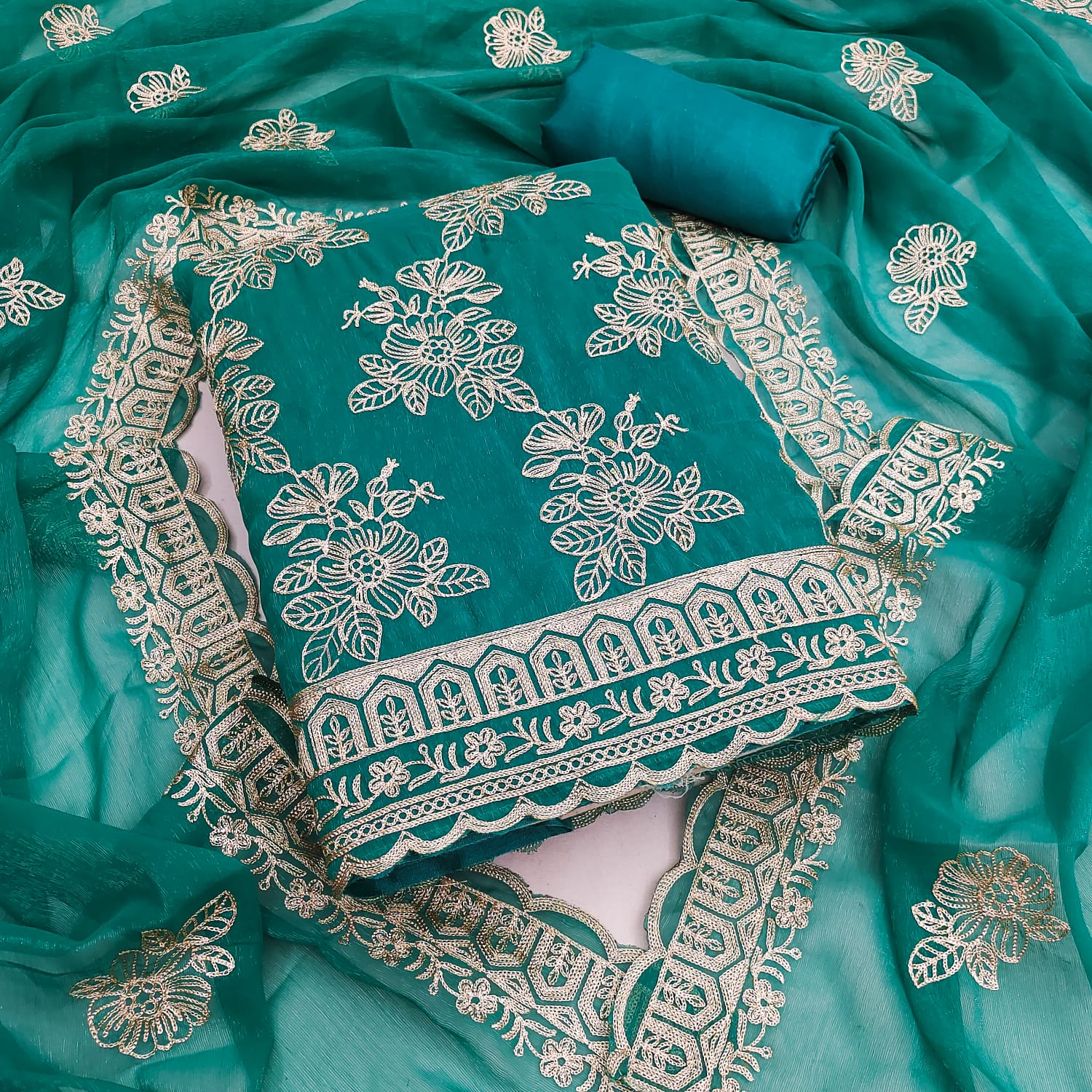Designer Zikzak Crunchy Simmer Multi  Work Dress Material Collection 