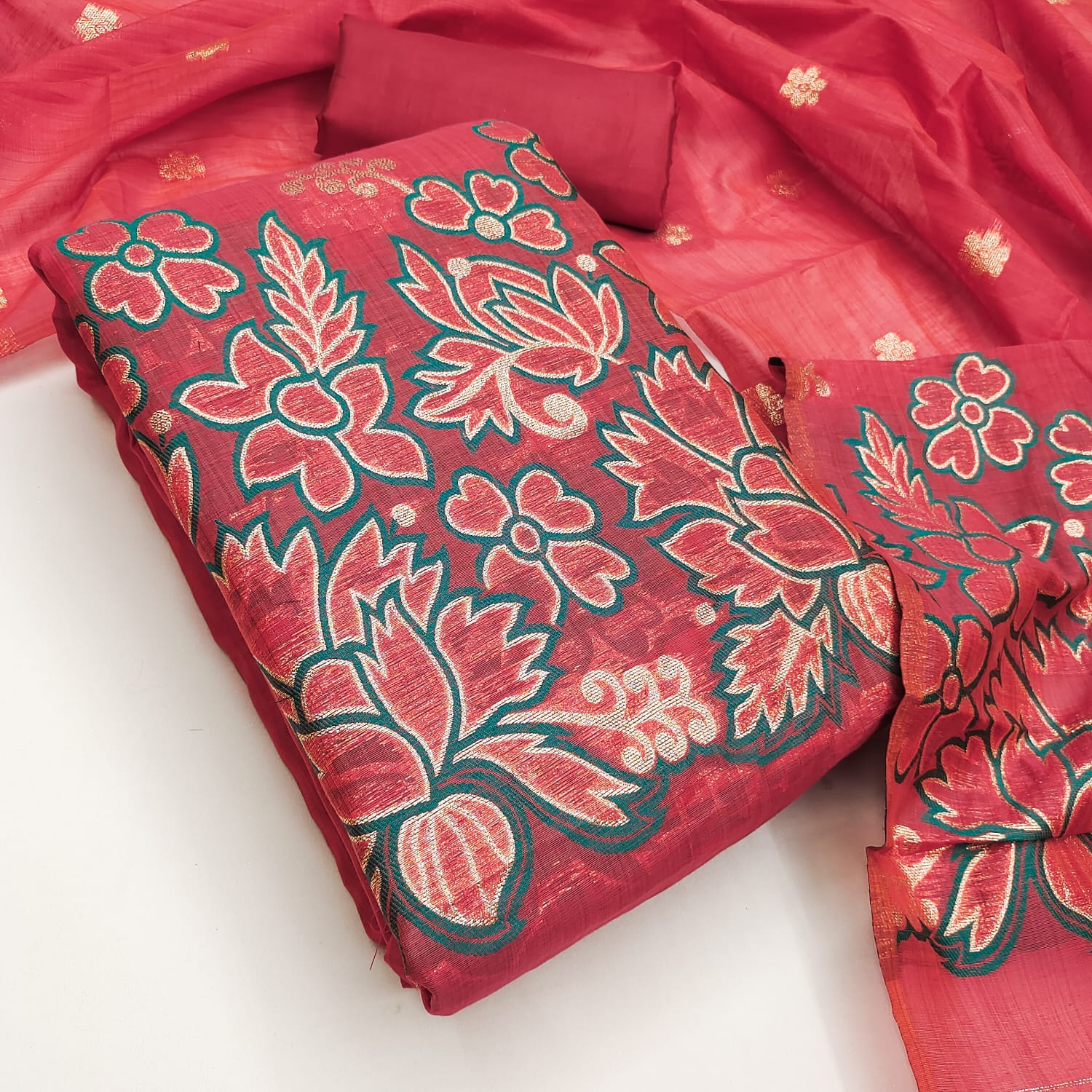 Designer Rosani Jamdaani Weaving Fancy Jaquard Dress Material Collection 