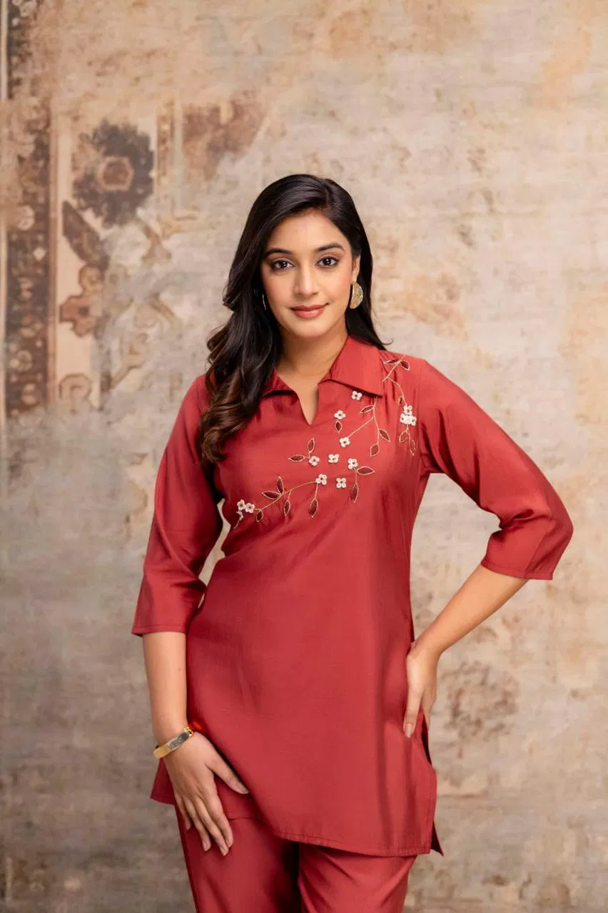 Naisha K 619 Roman Silk With Handwork Stylish Wear Co Ord Set Collection
