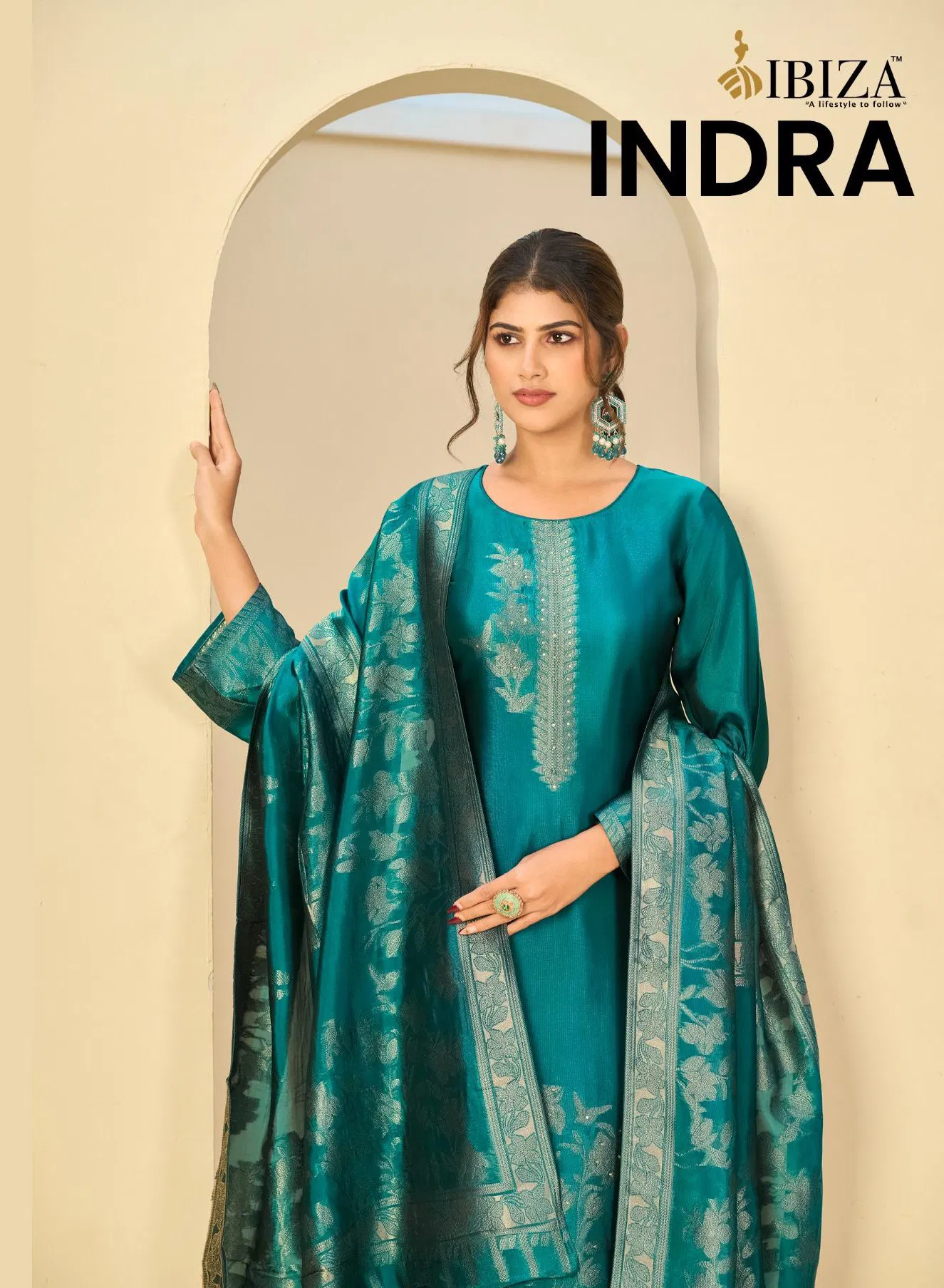 Ibiza Indra Banglory Silk Jacquard With Handwork Salwar Kameez Collection 