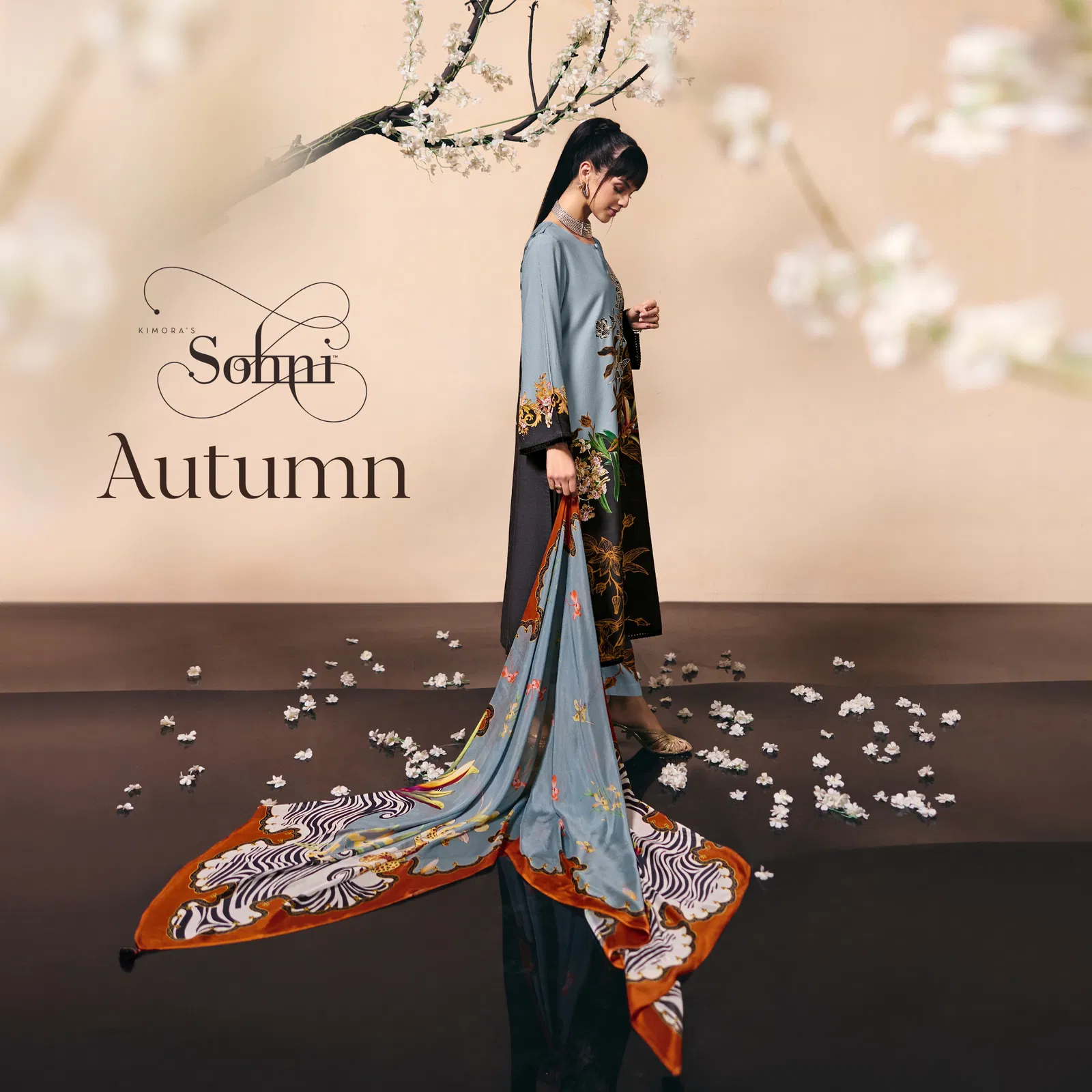 Kimora Sohni Autumn Muslin Digital Print With Embroidery Salwar Kameez Collection 