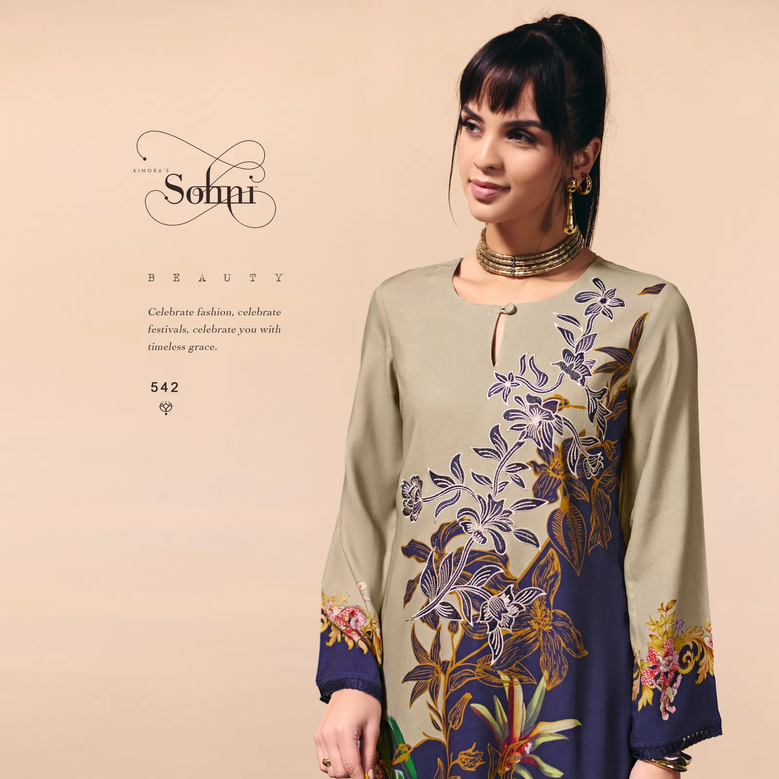Kimora Sohni Autumn Muslin Digital Print With Embroidery Salwar Kameez Collection 