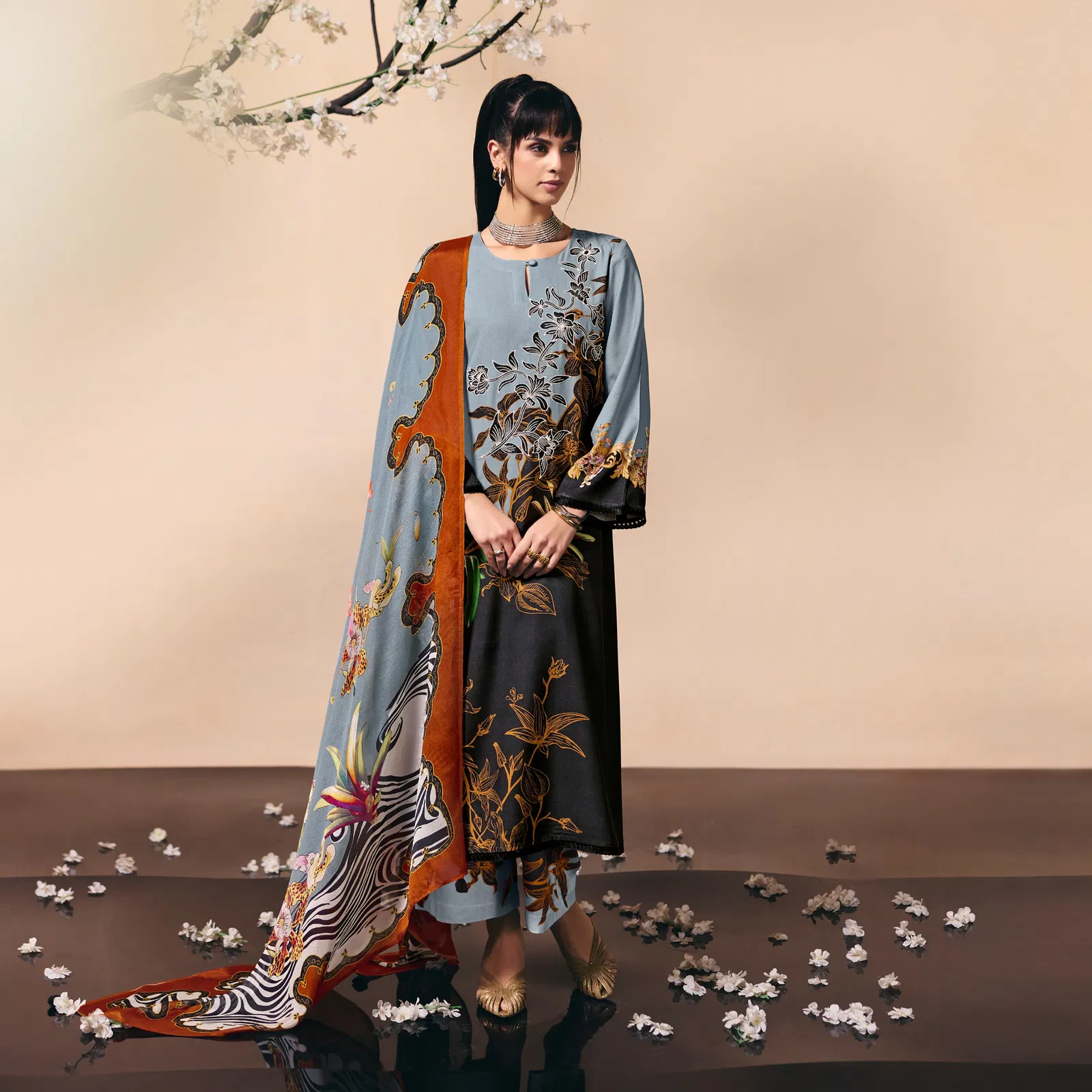 Kimora Sohni Autumn Muslin Digital Print With Embroidery Salwar Kameez Collection 