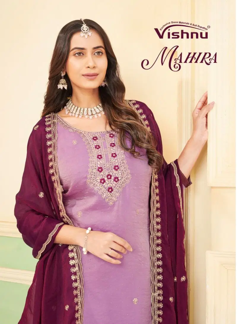 Vishnu Mahira Moss With Designer Work Dress Material Collection