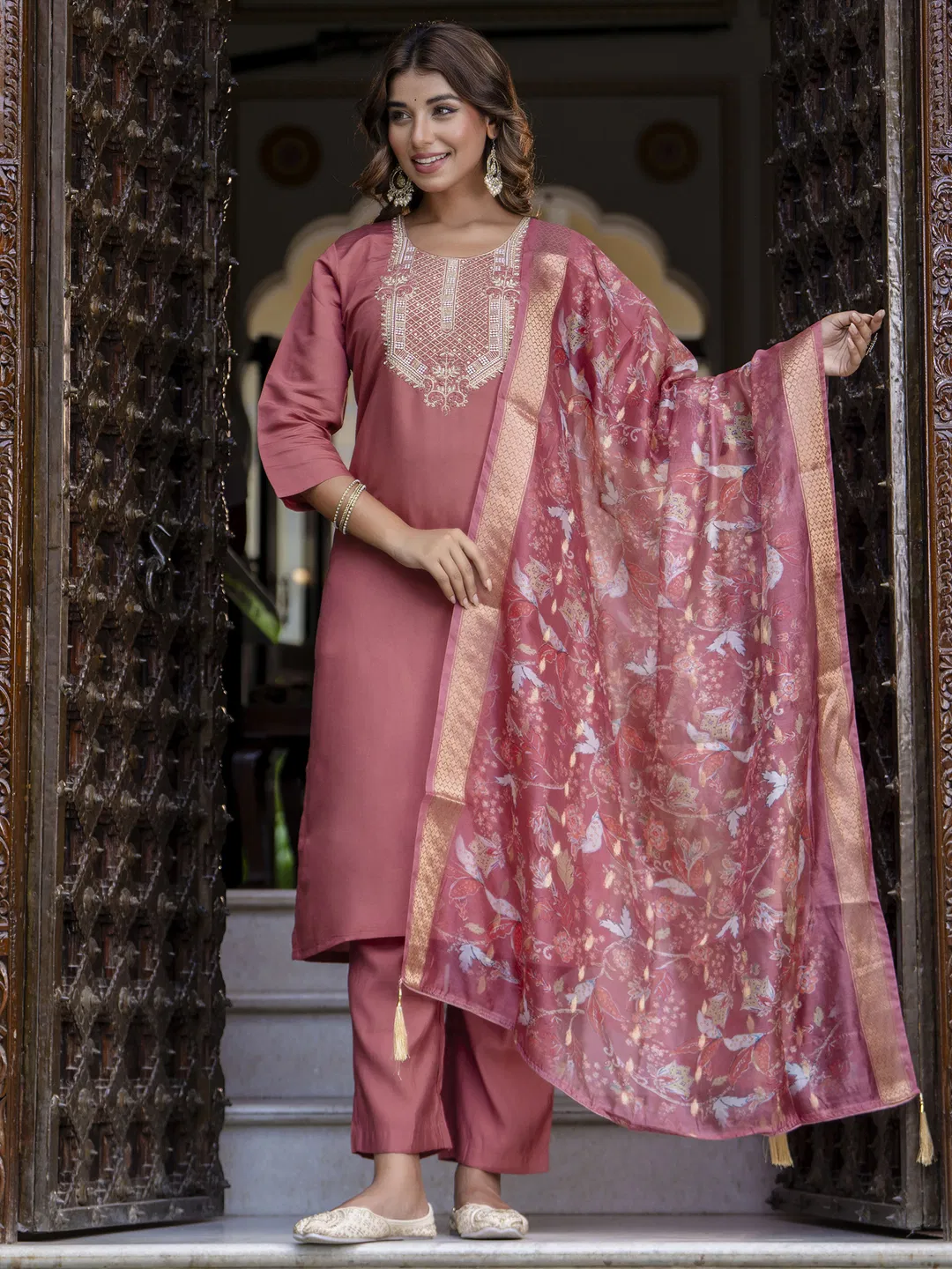 Vp 9664 Gajri Silk Blend Embroidery Kurti Set Collection