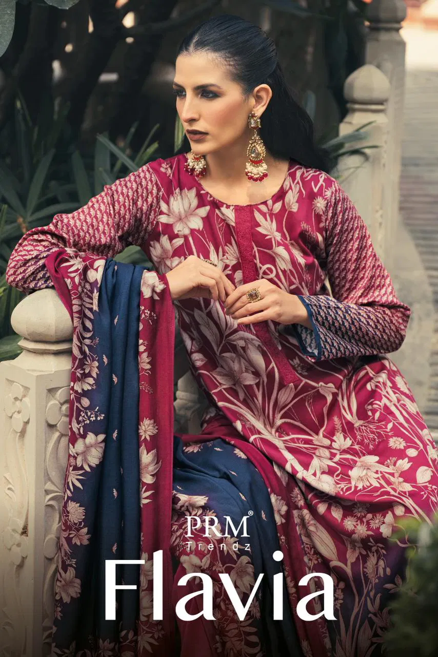 Prm Flavia Jam Silk Digital Print With Fancy Work Salwar Kameez Collection 