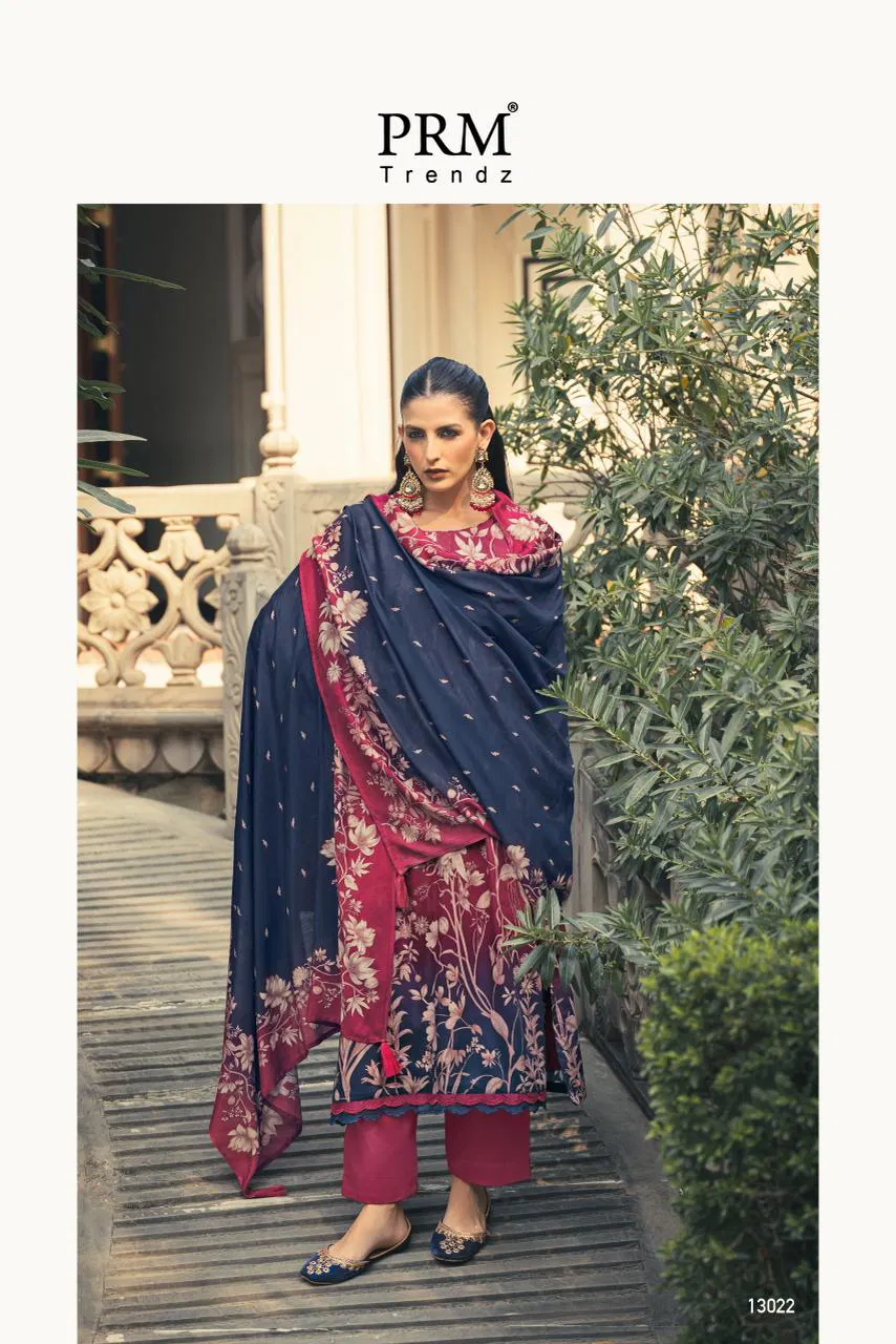 Prm Flavia Jam Silk Digital Print With Fancy Work Salwar Kameez Collection 