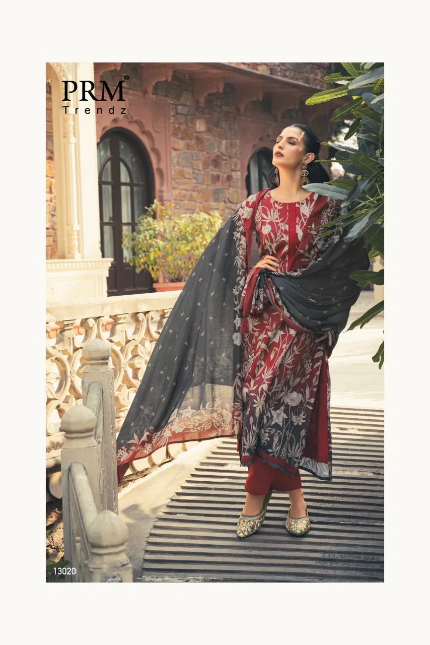 Prm Flavia Jam Silk Digital Print With Fancy Work Salwar Kameez Collection 