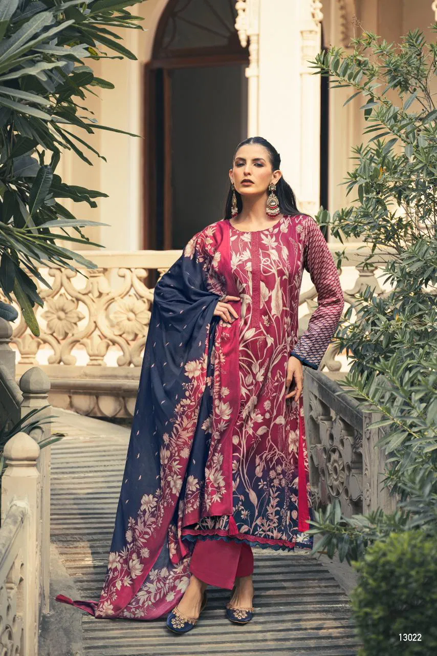Prm Flavia Jam Silk Digital Print With Fancy Work Salwar Kameez Collection 