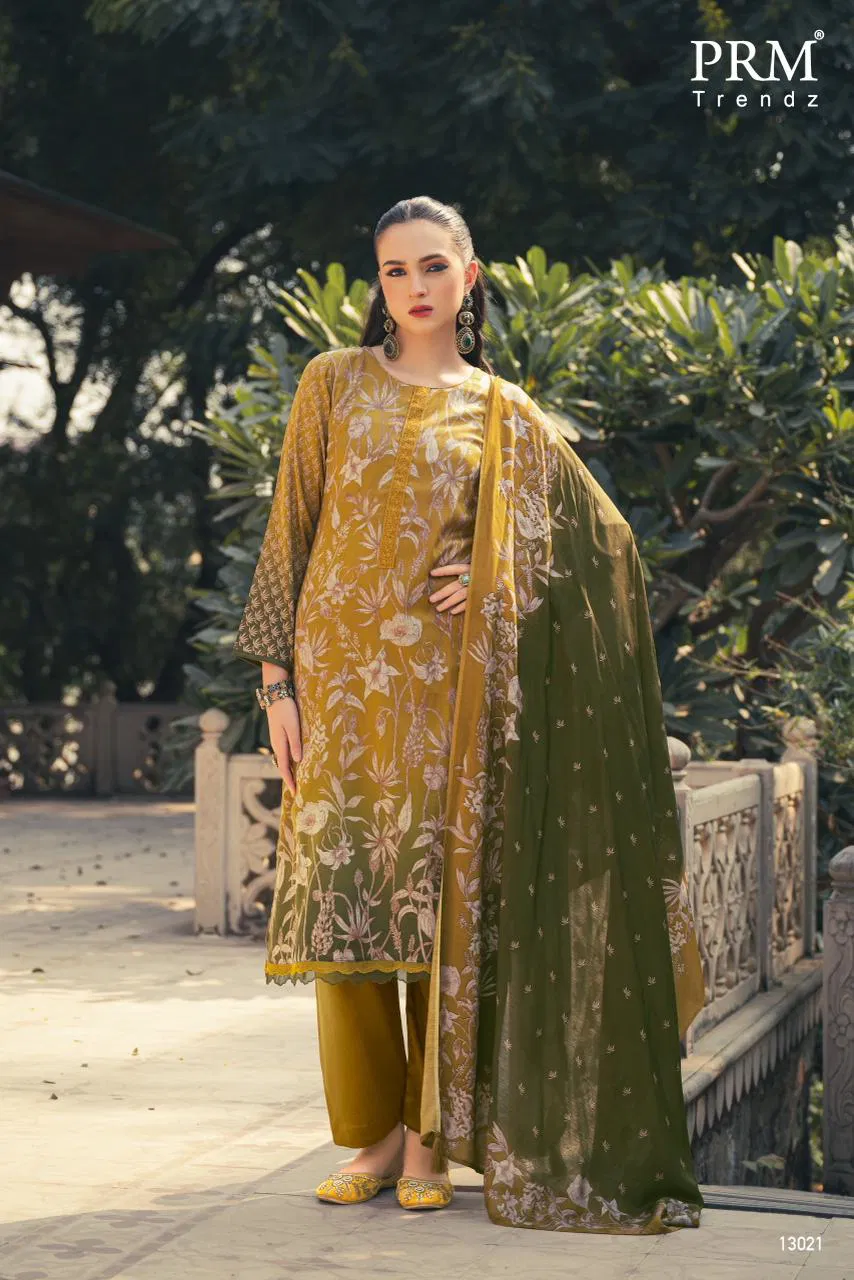 Prm Flavia Jam Silk Digital Print With Fancy Work Salwar Kameez Collection 