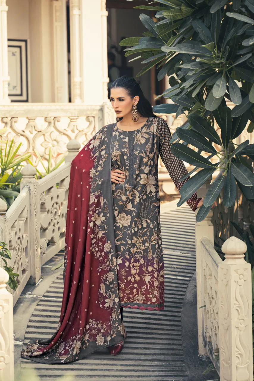 Prm Flavia Jam Silk Digital Print With Fancy Work Salwar Kameez Collection 