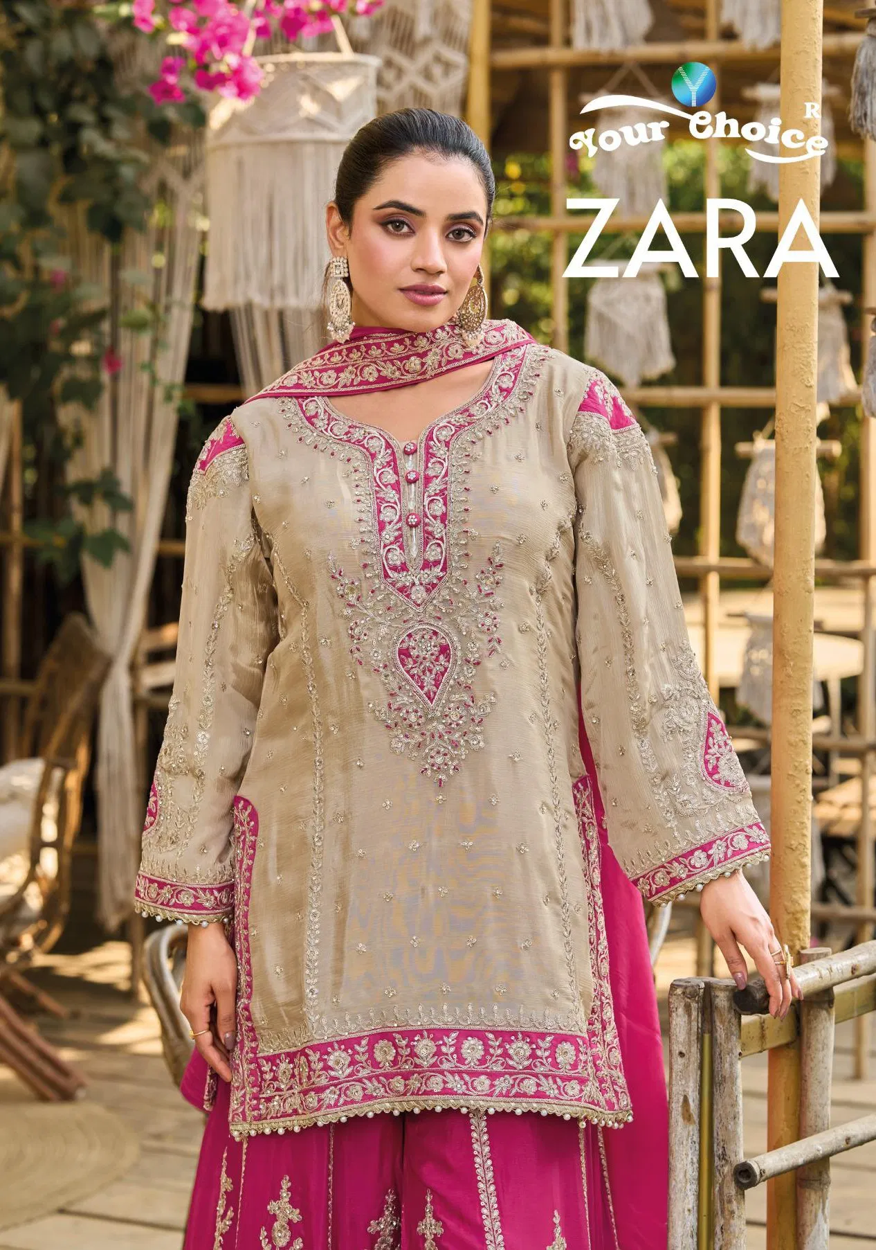 Your Choice Zara Chinon With Embroidery Work Designer Salwar Kameez Collection 