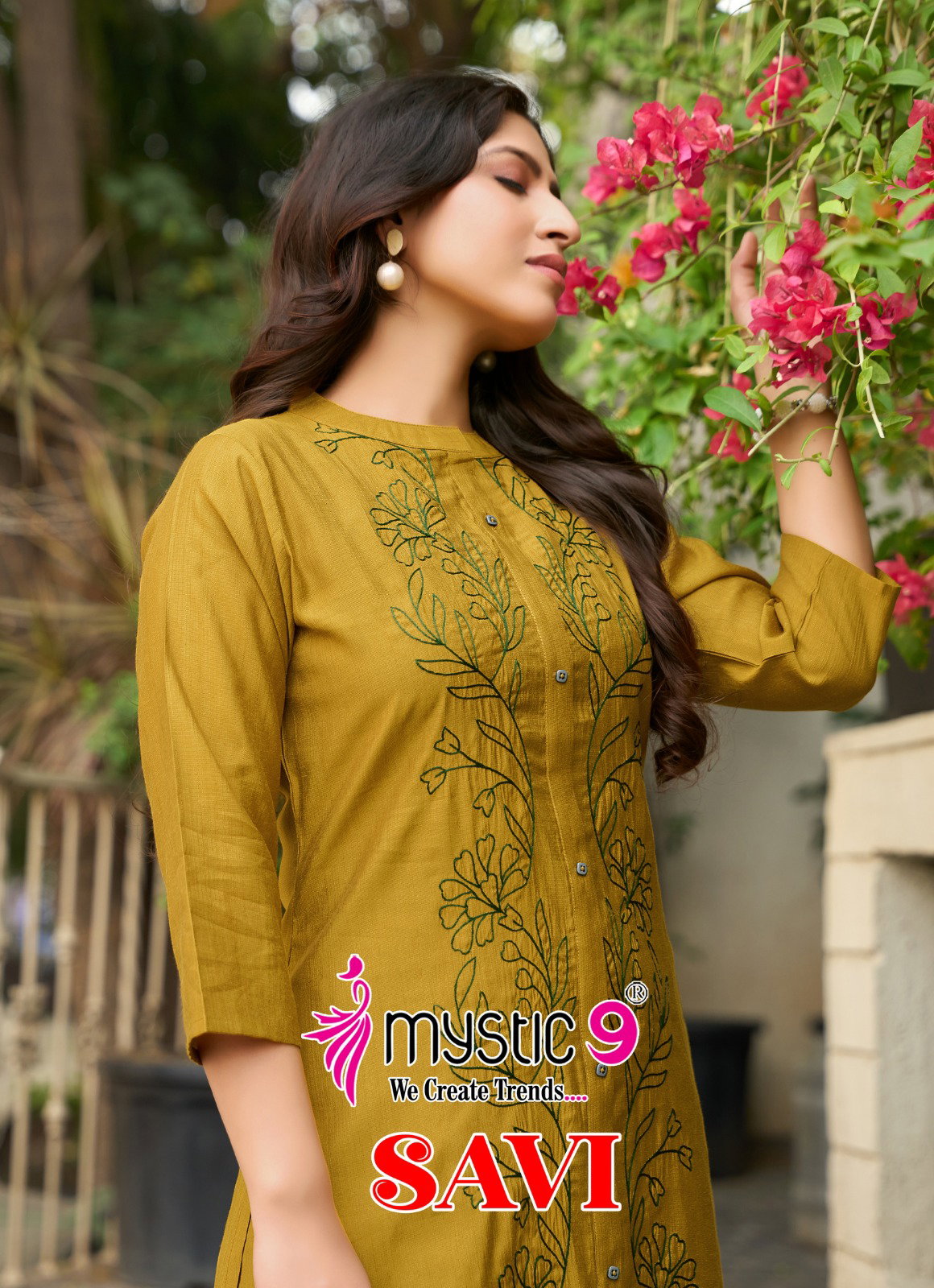 Mystic 9 Savi Vol 1 Vertican Embroidery Kurti Bottom With Dupatta
