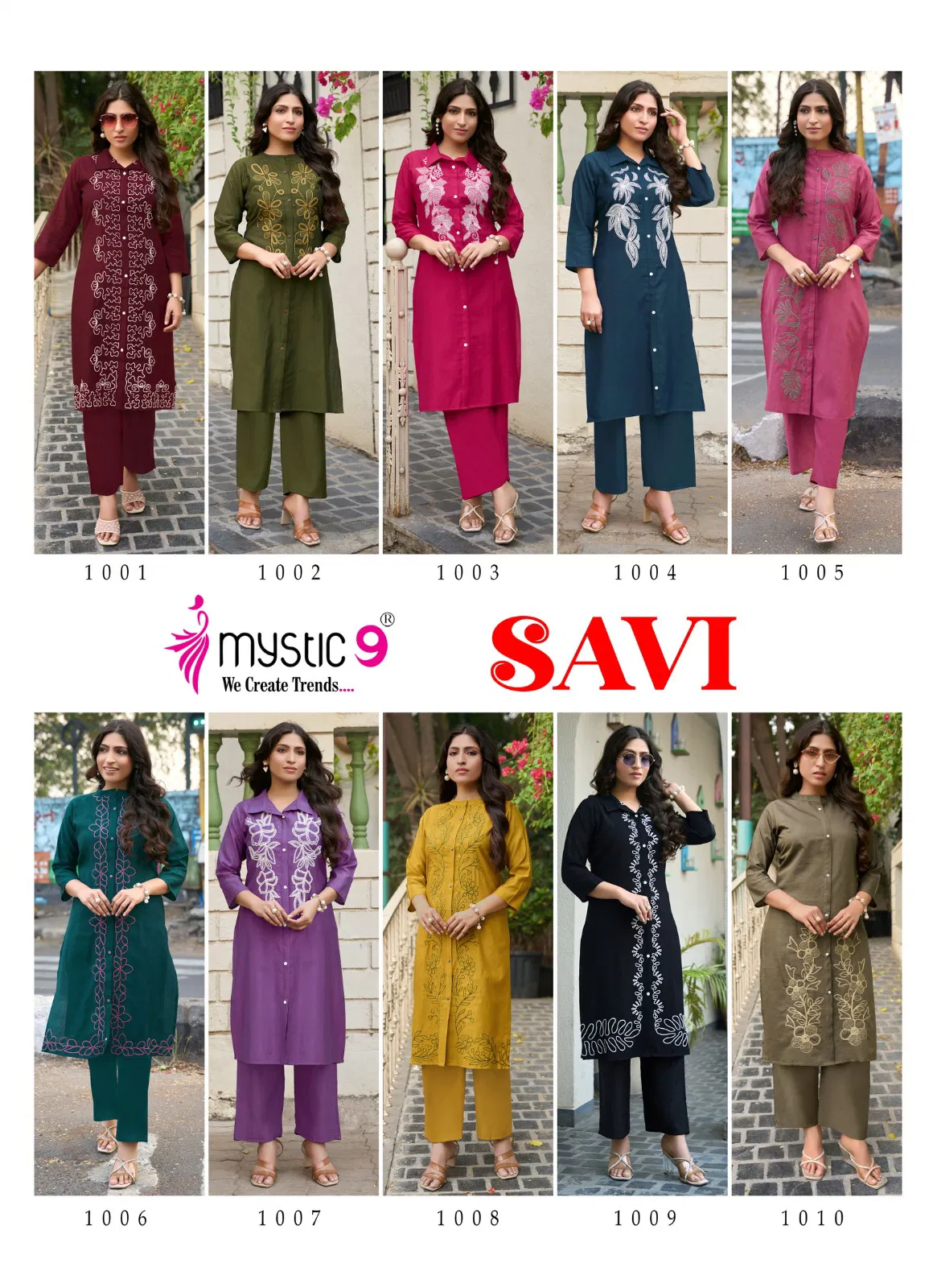 Mystic 9 Savi Vol 1 Vertican Embroidery Kurti Bottom With Dupatta