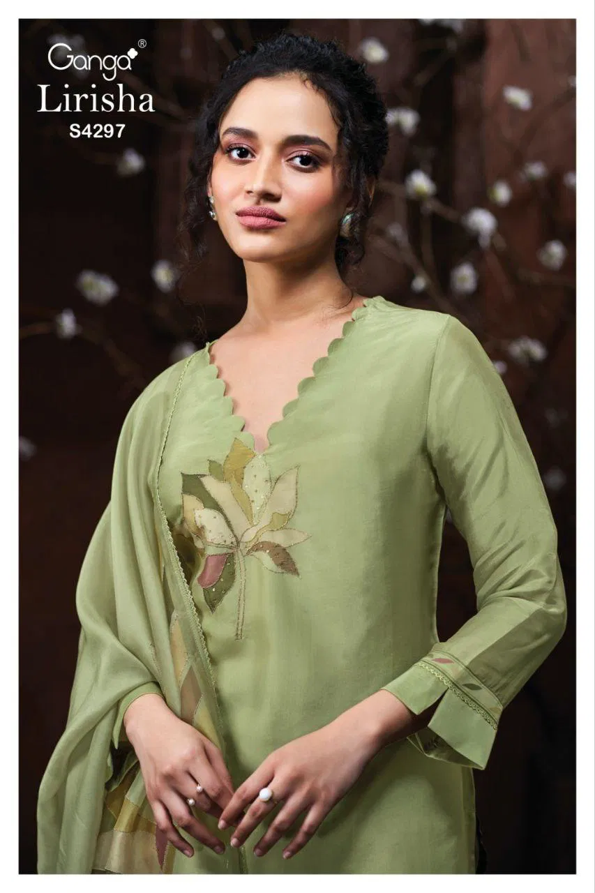 Ganga Lirisha 4297 Bemberg Silk With Embroidery Work Dress Material Collection 
