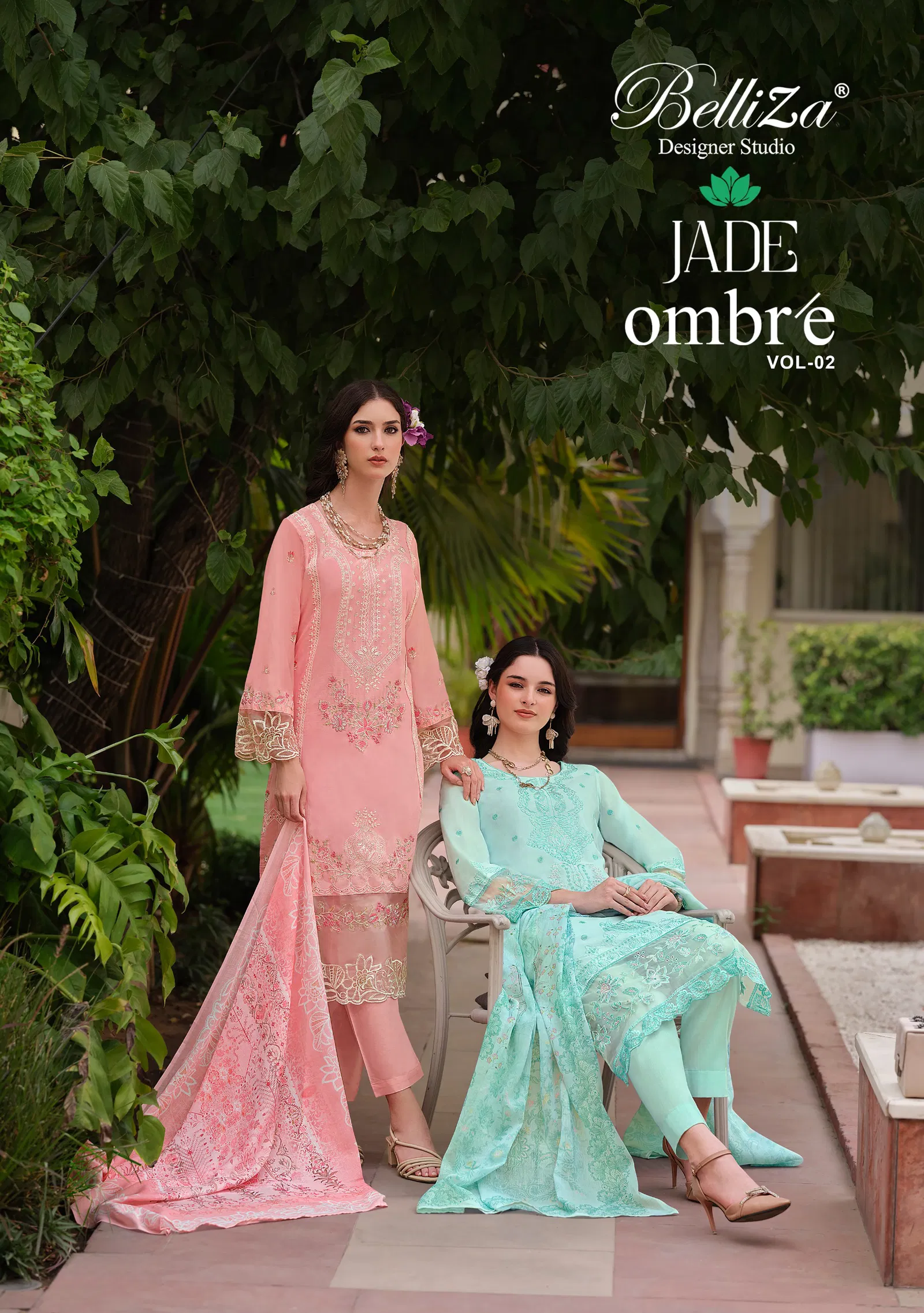 Belliza Jade Ombre Vol 2 Lawn Cotton With Embroidery Dress Material Collection 