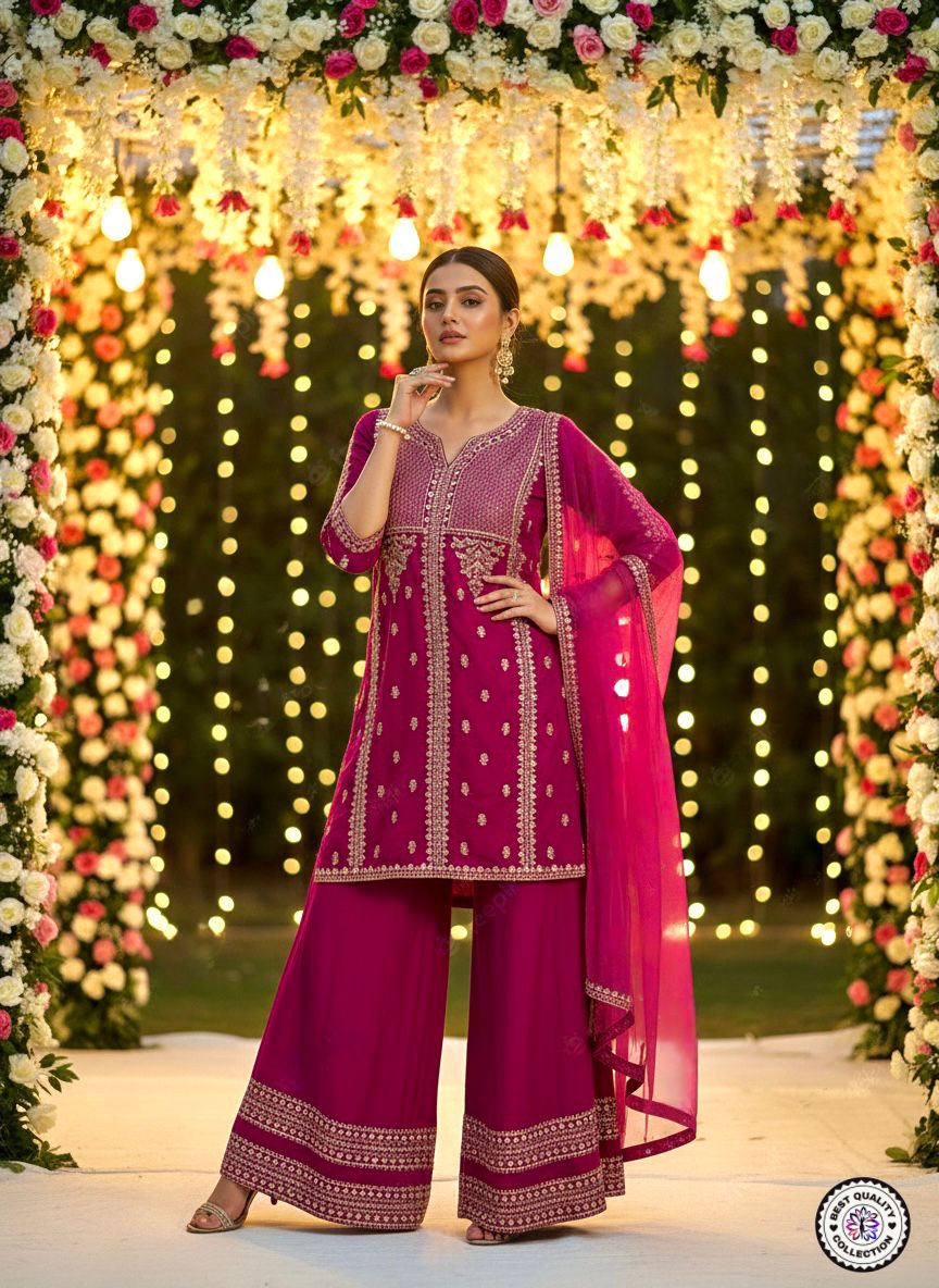Lekha KL 4101 Chanderi Silk Embroidery Kurti Bottom With Dupatta