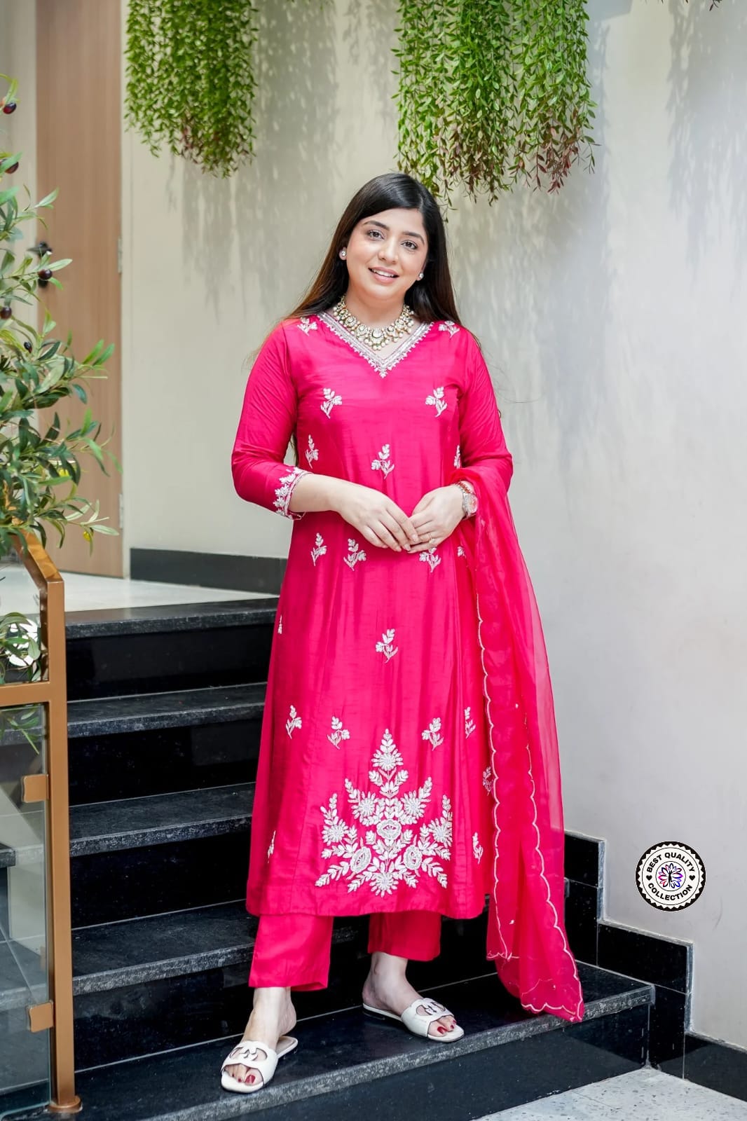 Lekha KL 5035 Muslin Cotton Embroidery Kurti Bottom With Dupatta